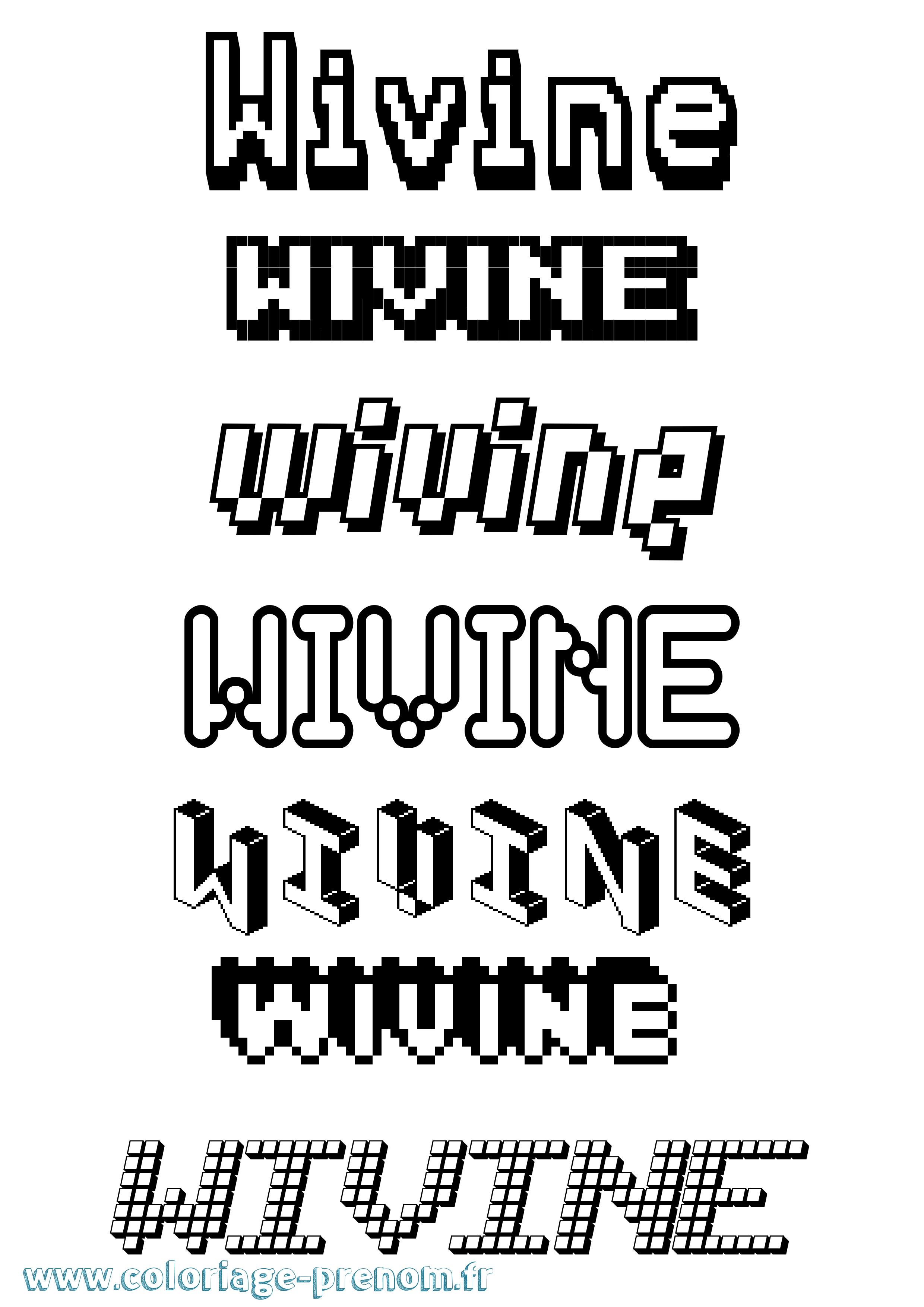 Coloriage prénom Wivine Pixel