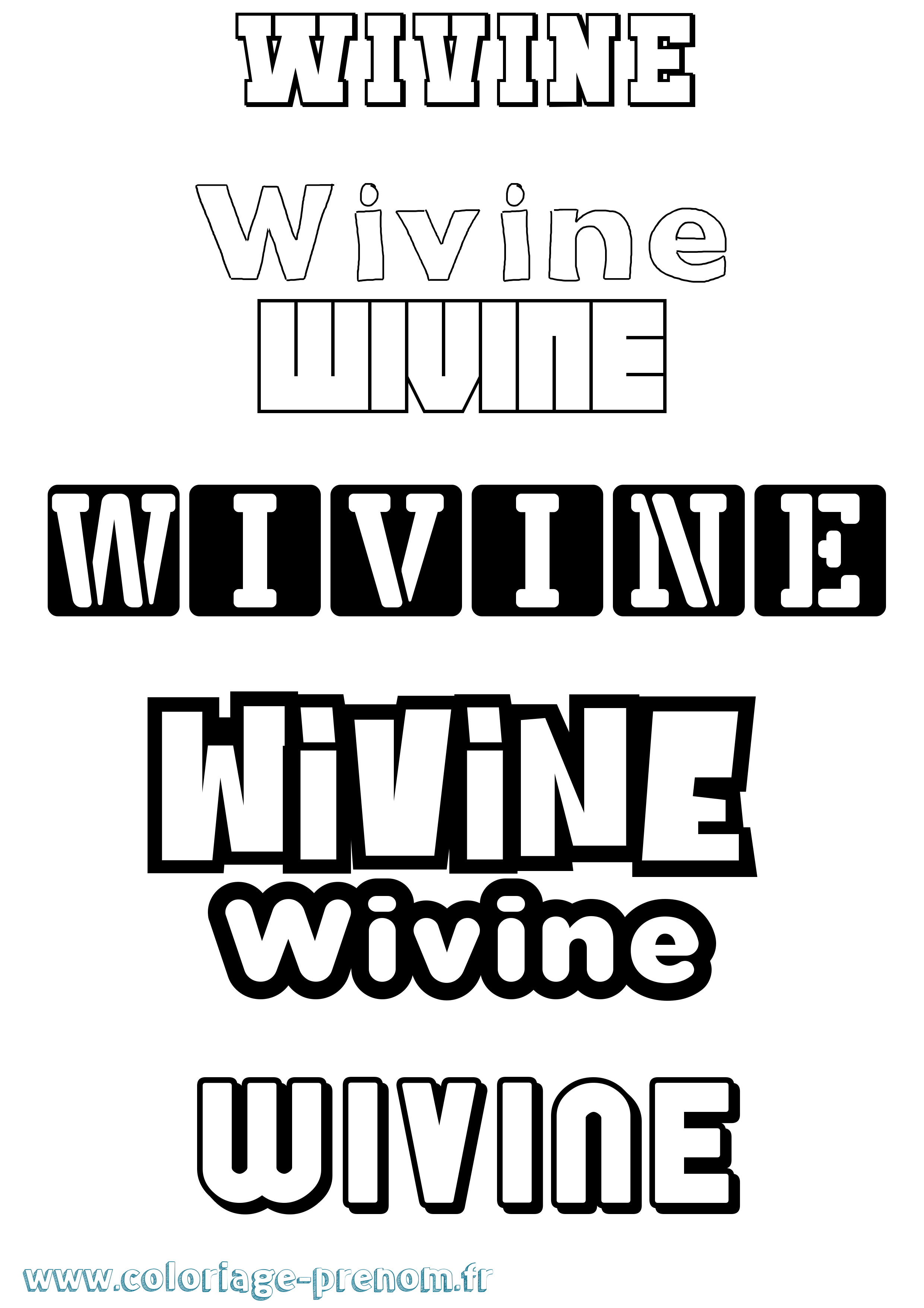 Coloriage prénom Wivine Simple