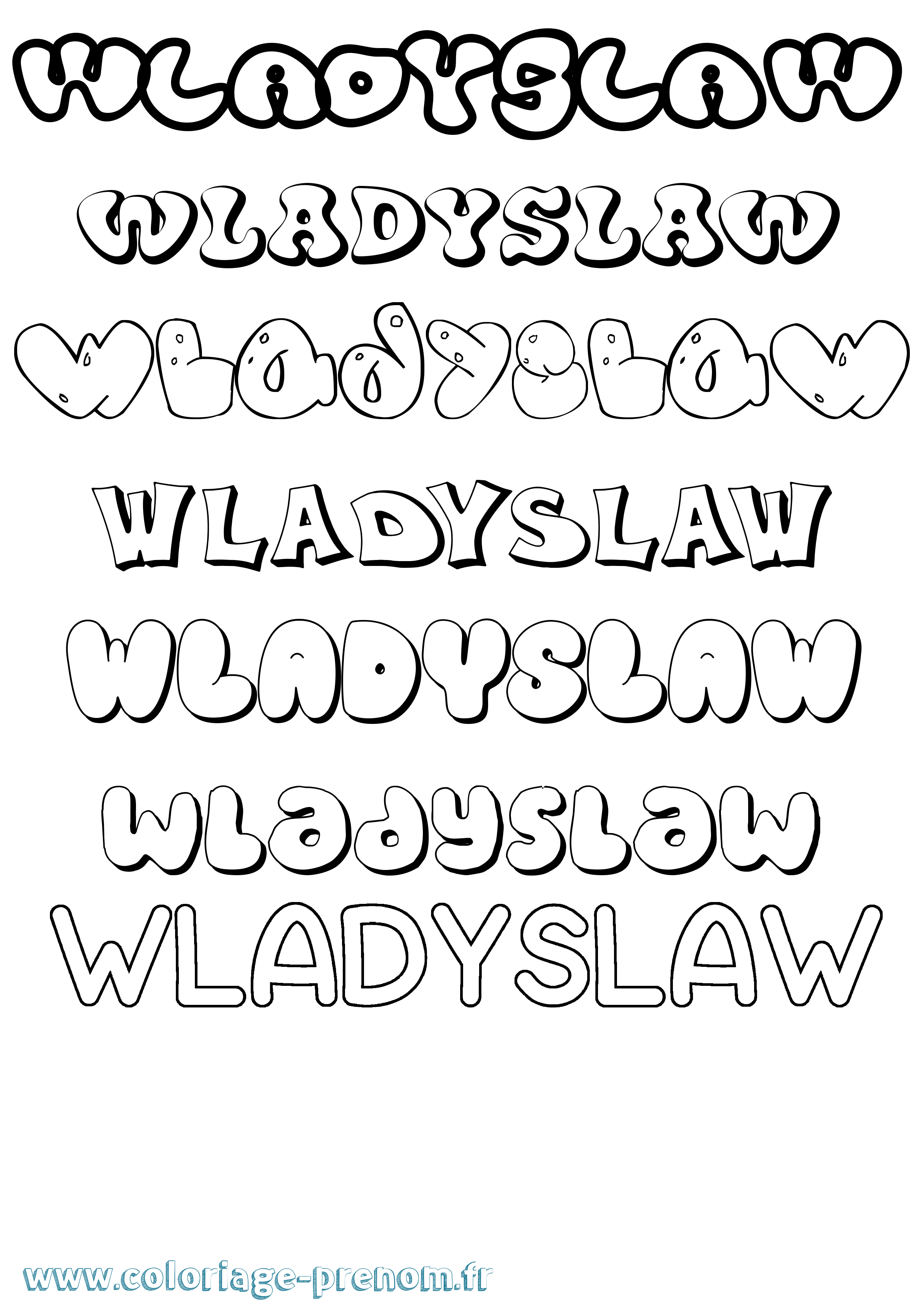Coloriage prénom Wladyslaw Bubble
