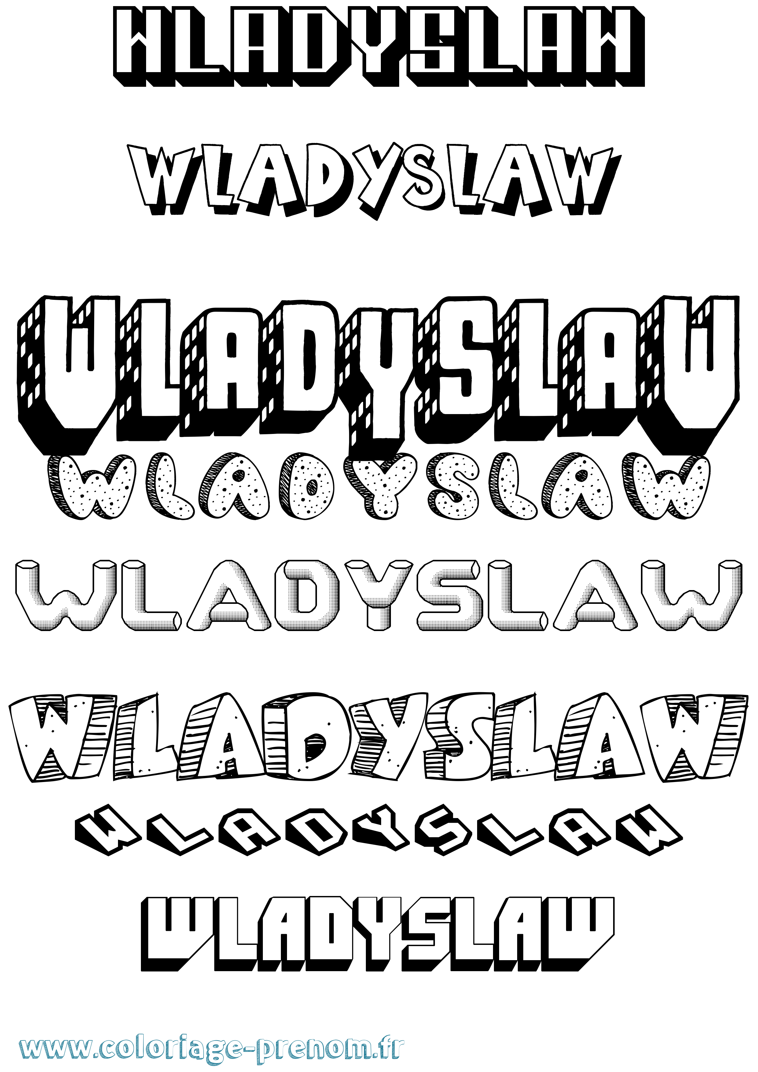 Coloriage prénom Wladyslaw Effet 3D