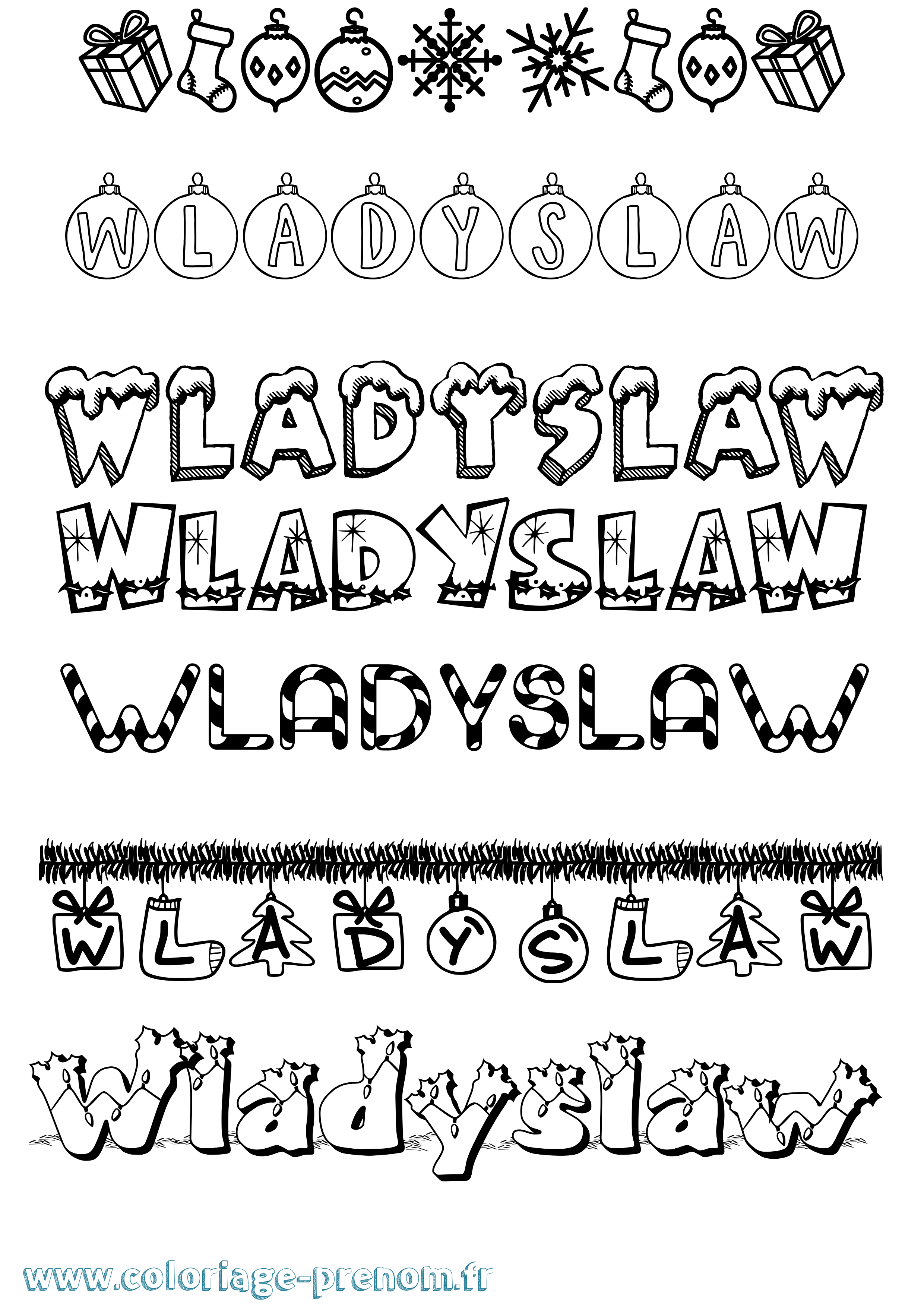 Coloriage prénom Wladyslaw Noël