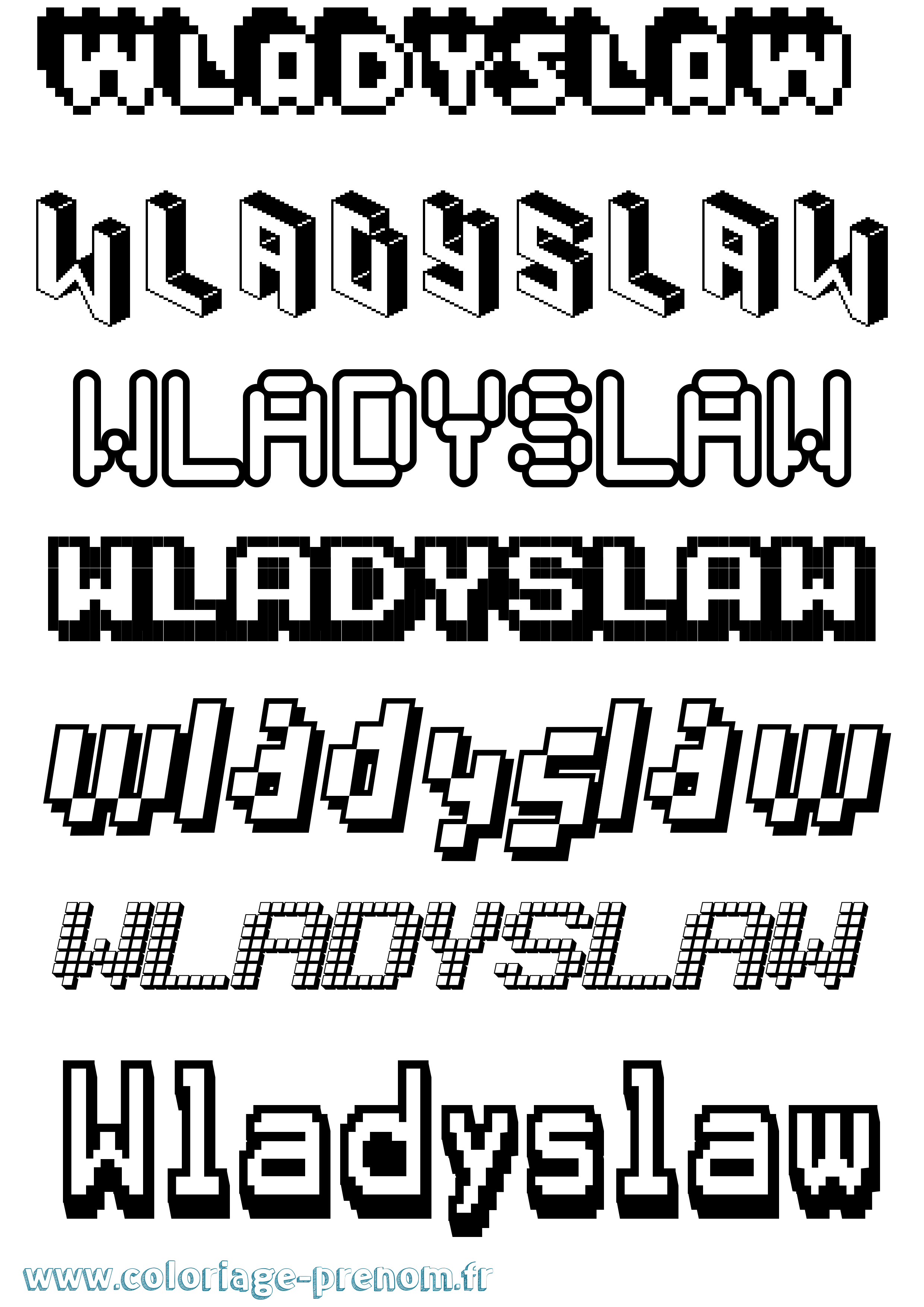 Coloriage prénom Wladyslaw Pixel