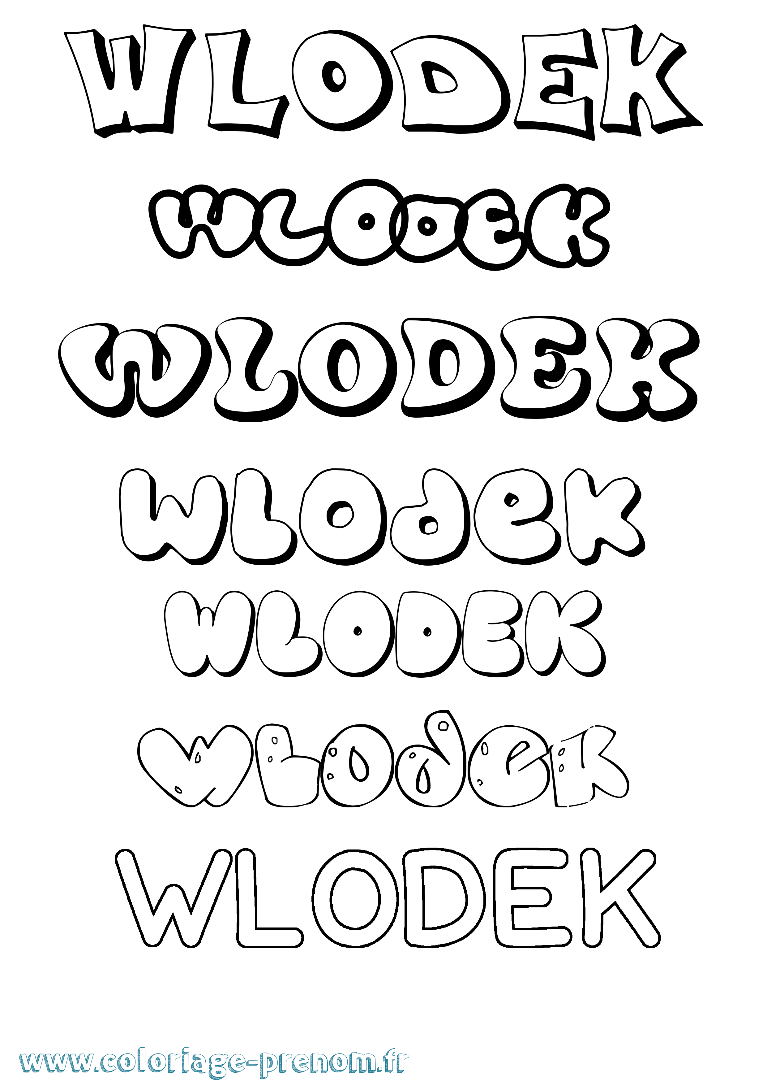 Coloriage Wlodek Bubble Coloriage prénom Wlodek Bubble
