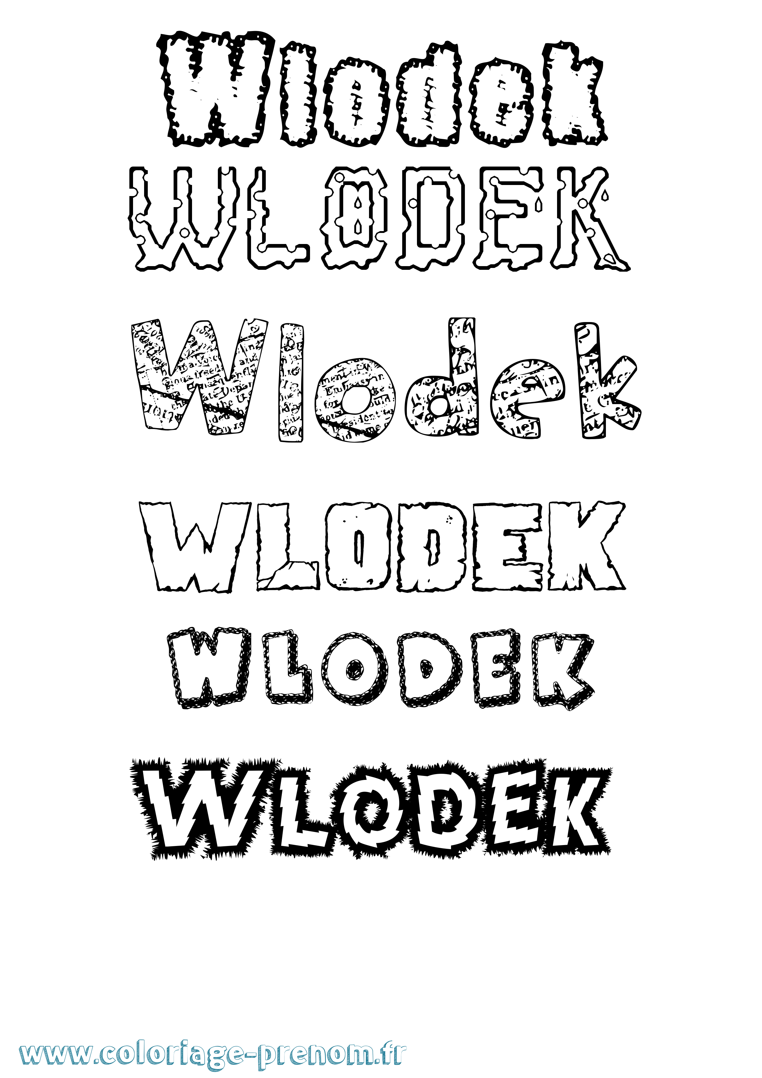 Coloriage Wlodek Destructuré Coloriage prénom Wlodek Destructuré