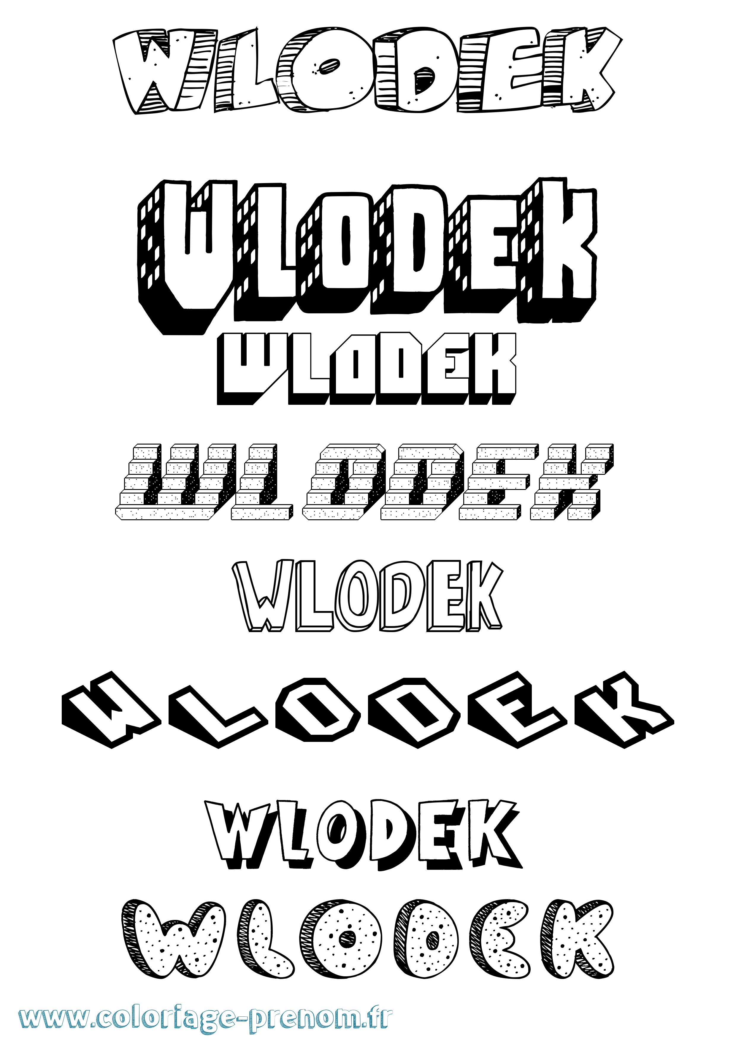 Coloriage Wlodek Effet 3D Coloriage prénom Wlodek Effet 3D
