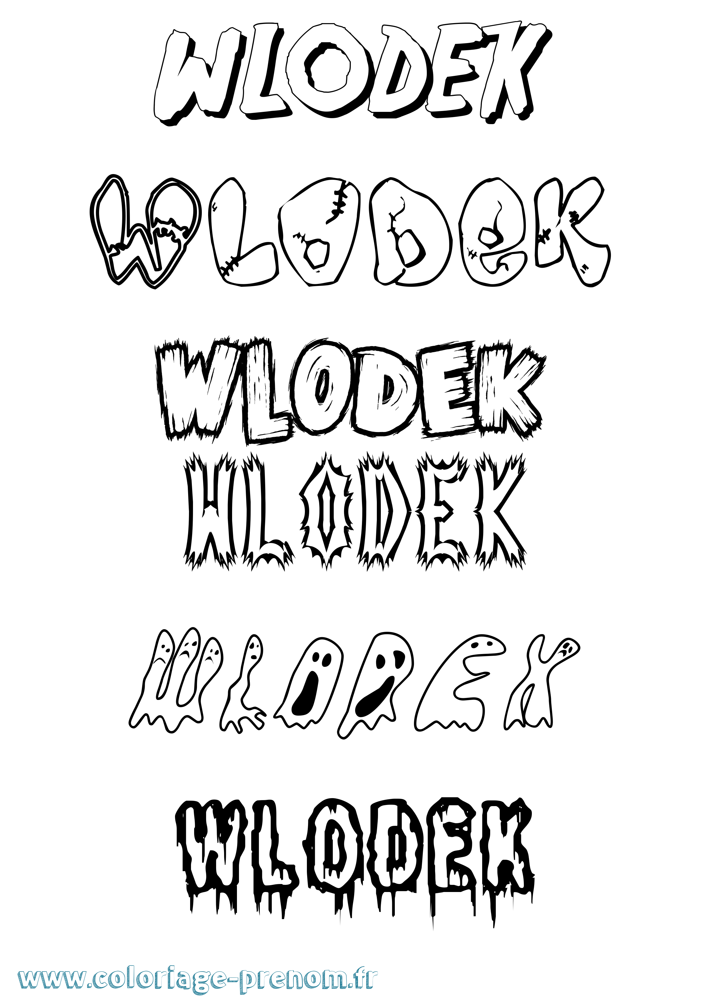 Coloriage Wlodek Frisson Coloriage prénom Wlodek Frisson