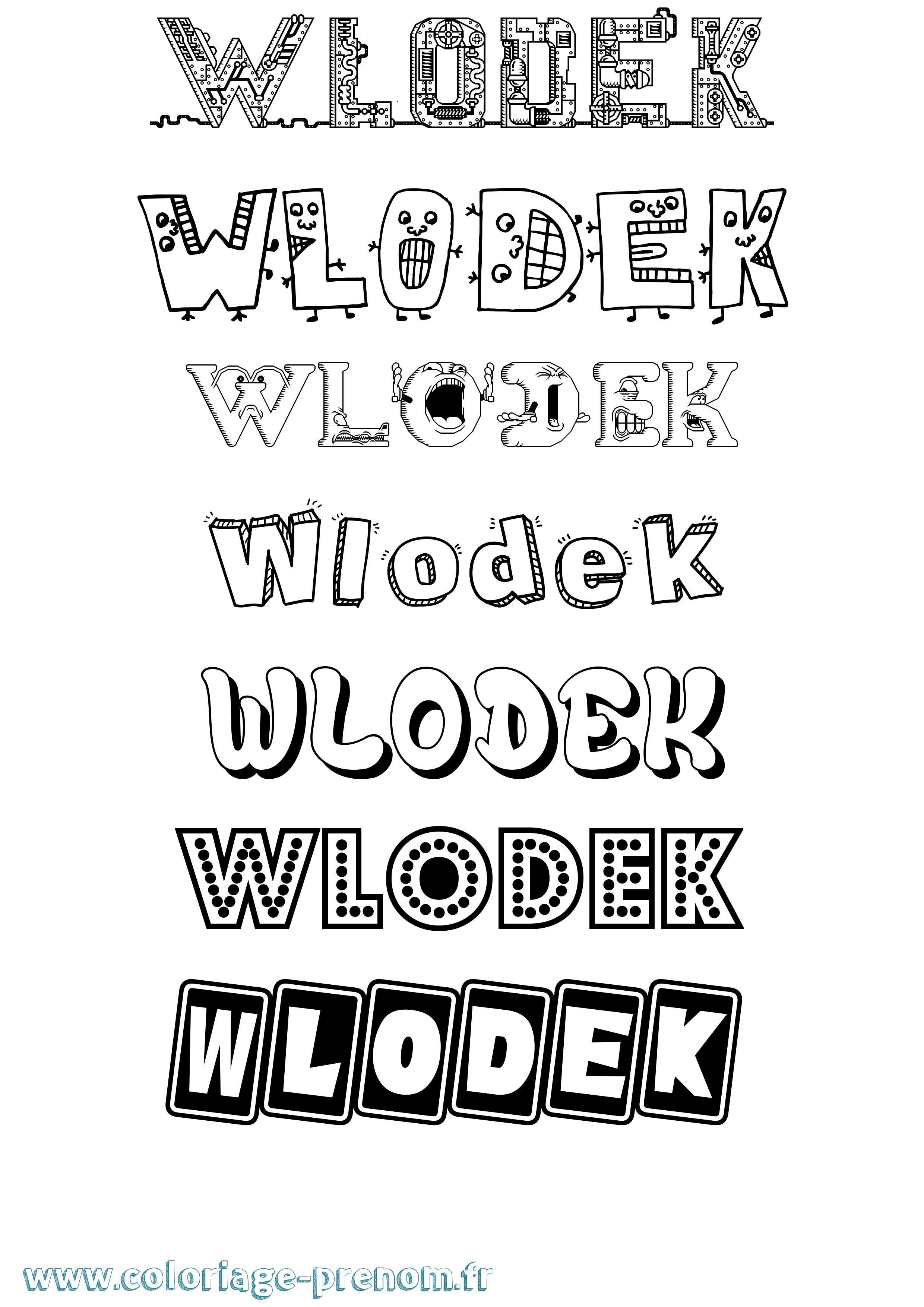 Coloriage Wlodek Fun Coloriage prénom Wlodek Fun