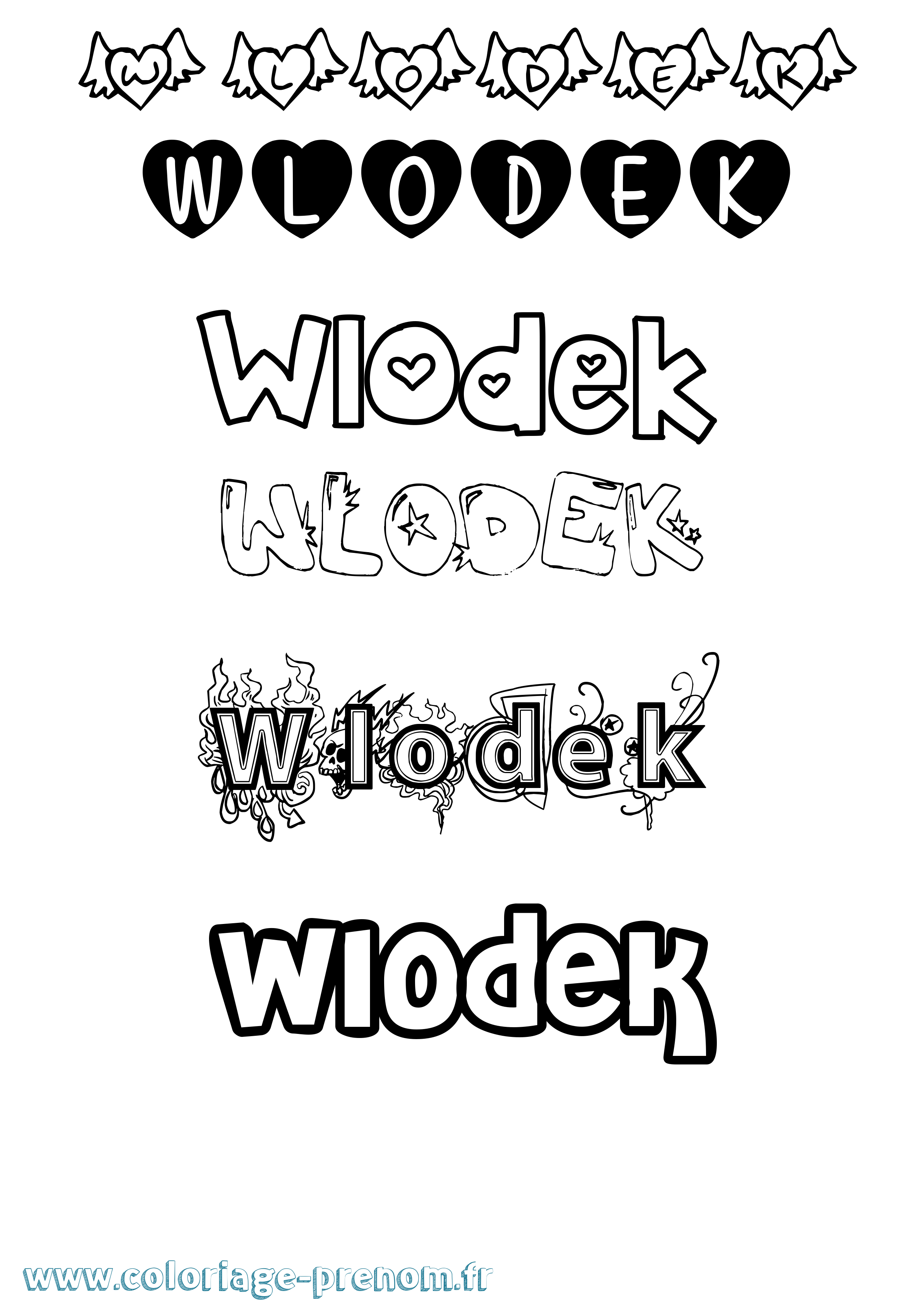 Coloriage Wlodek Girly Coloriage prénom Wlodek Girly