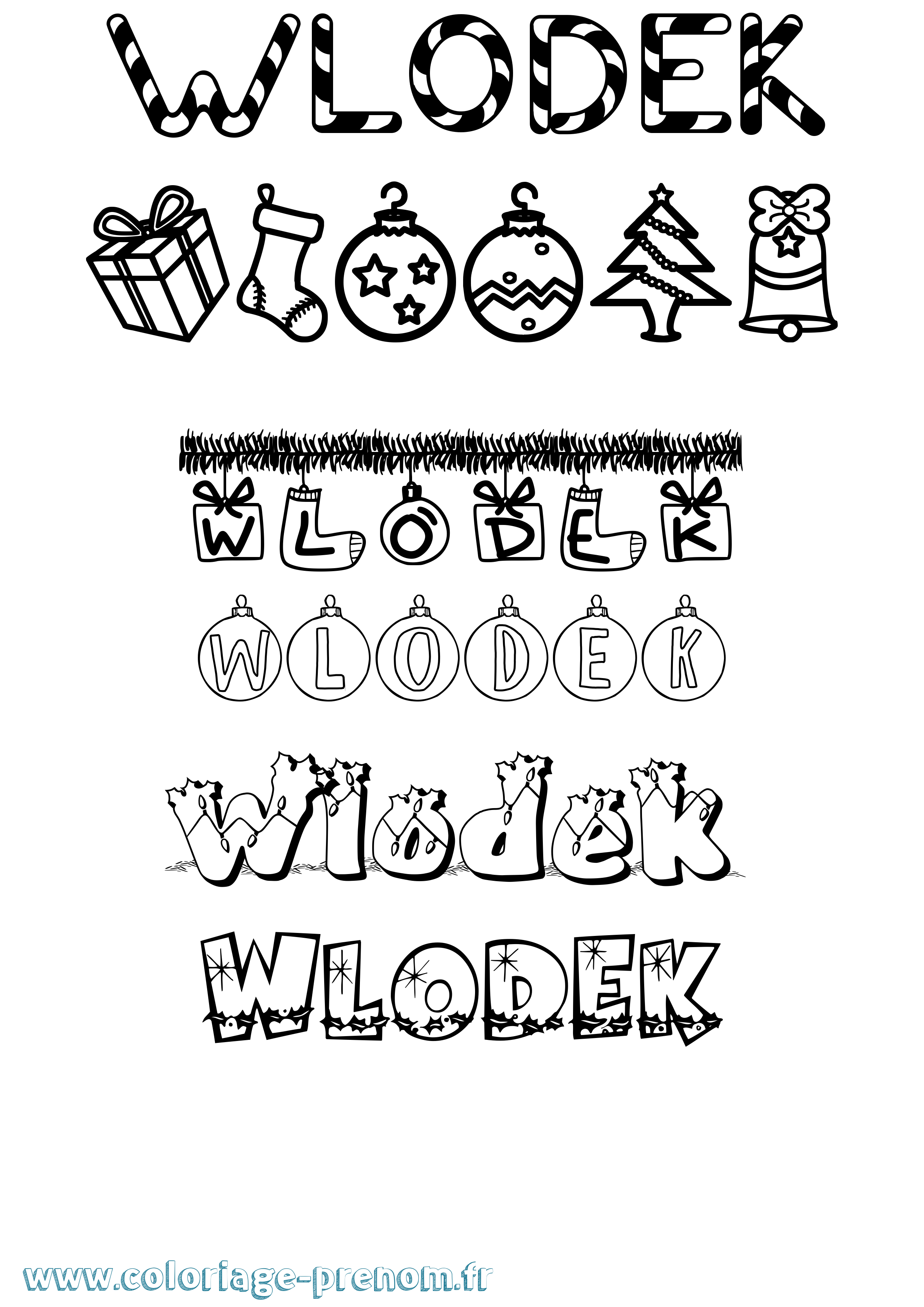 Coloriage Wlodek Noël Coloriage prénom Wlodek Noël
