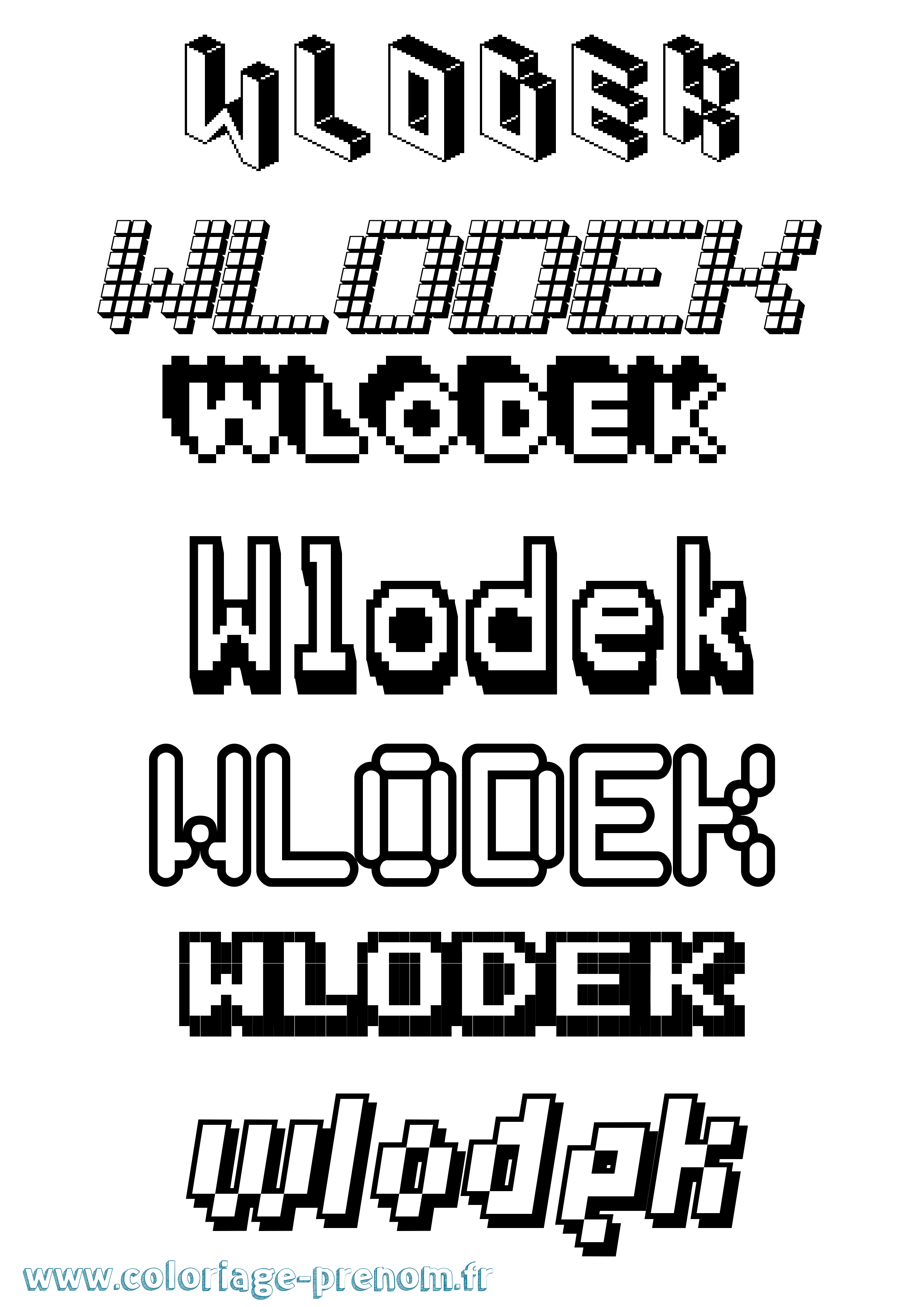 Coloriage Wlodek Pixel Coloriage prénom Wlodek Pixel