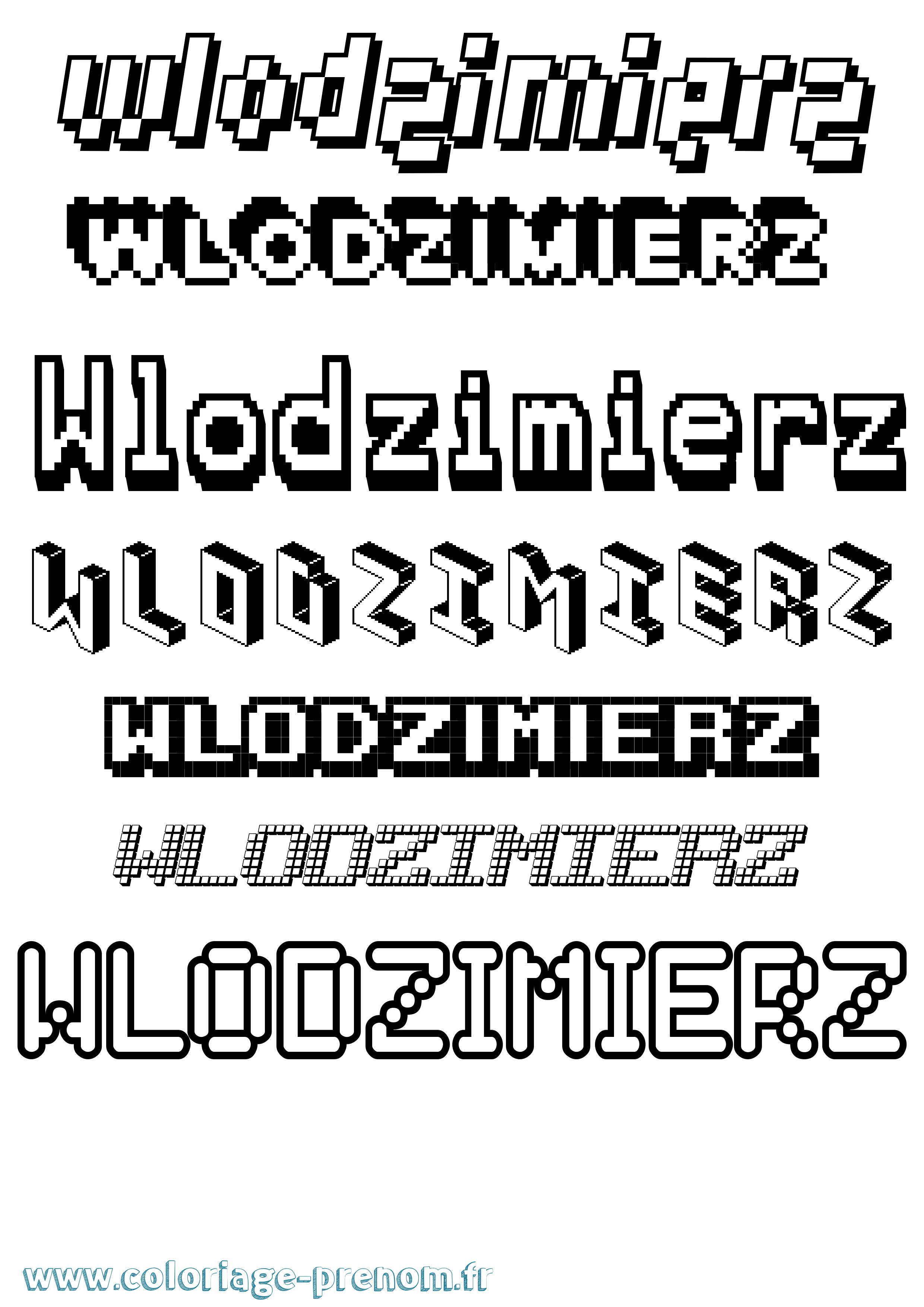 Coloriage prénom Wlodzimierz Pixel
