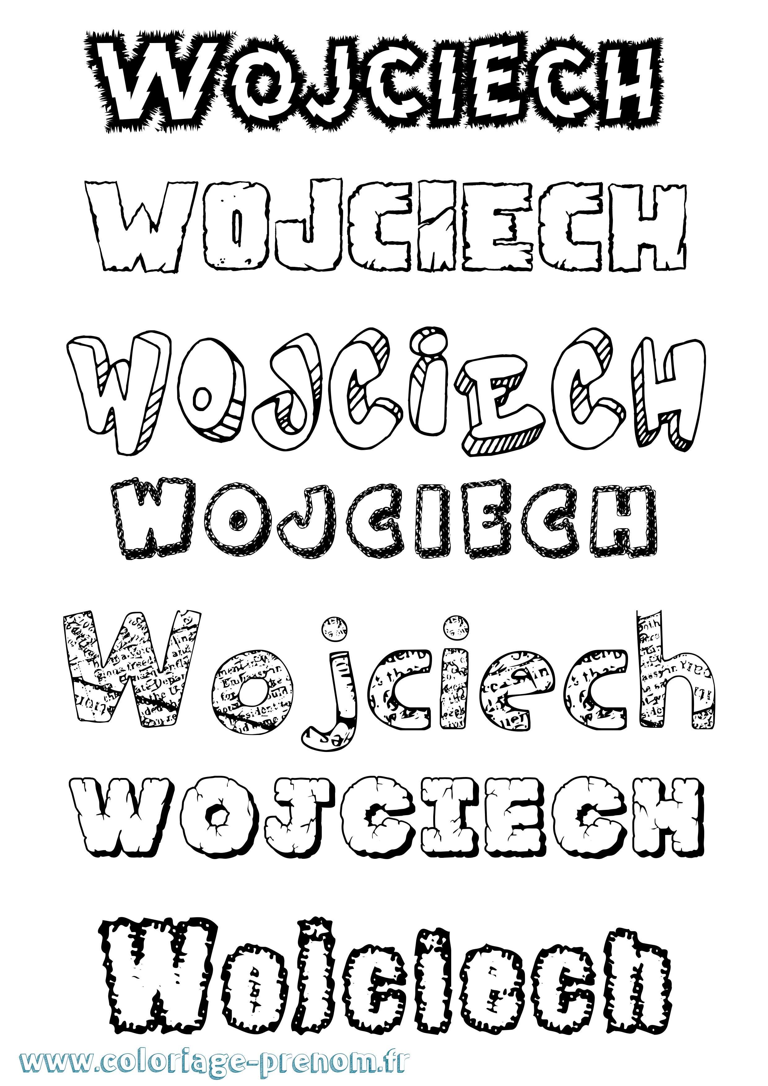 Coloriage prénom Wojciech Destructuré