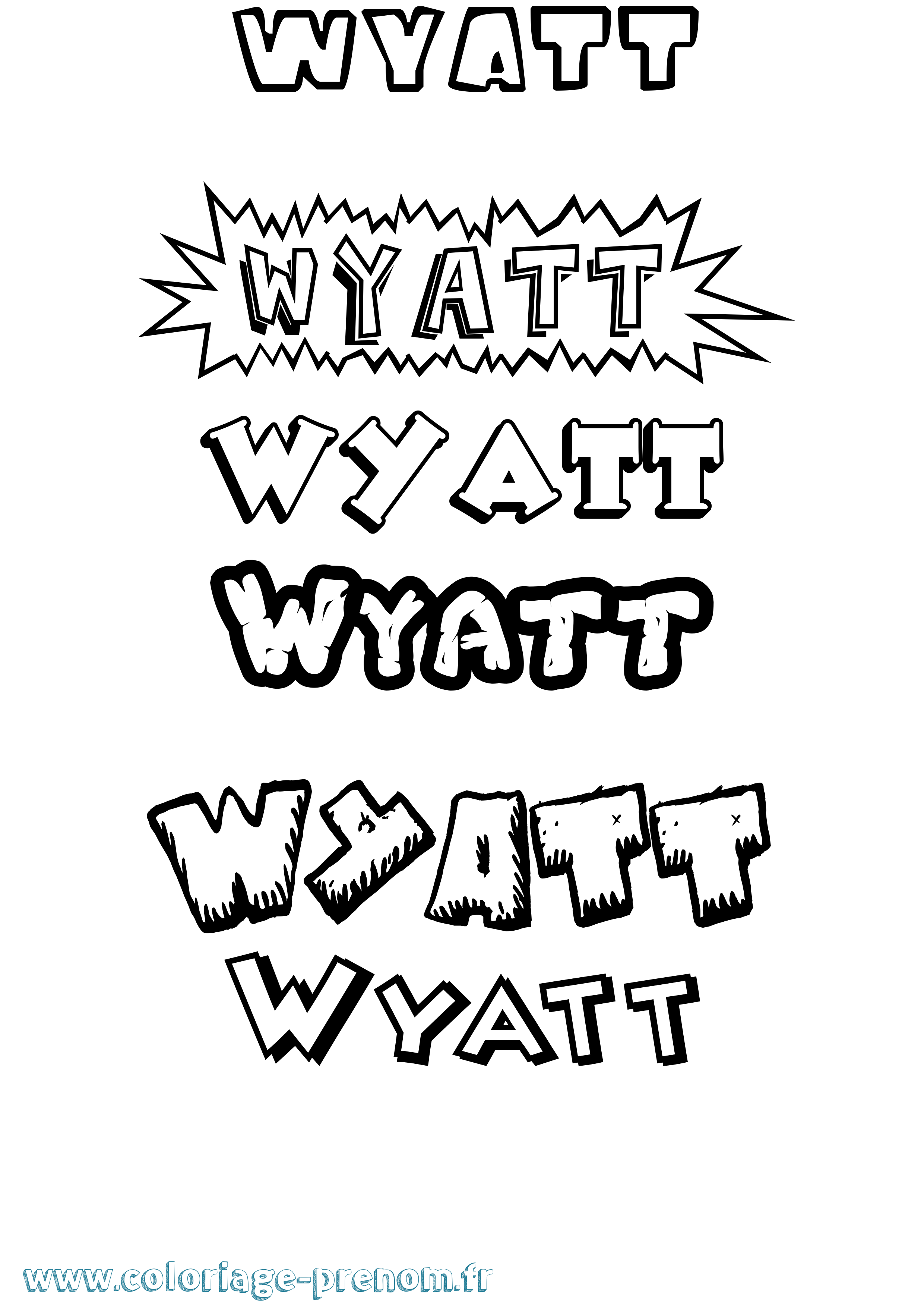 Coloriage Wyatt Dessin Animé Coloriage prénom Wyatt Dessin Animé