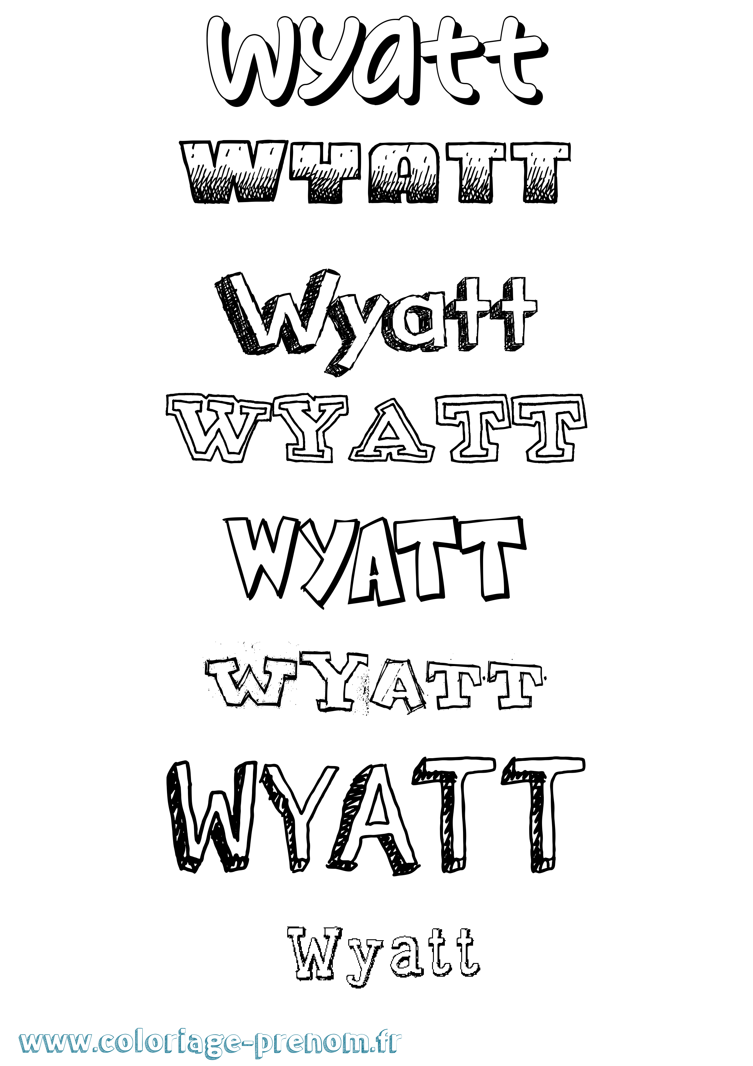 Coloriage Wyatt Dessiné Coloriage prénom Wyatt Dessiné