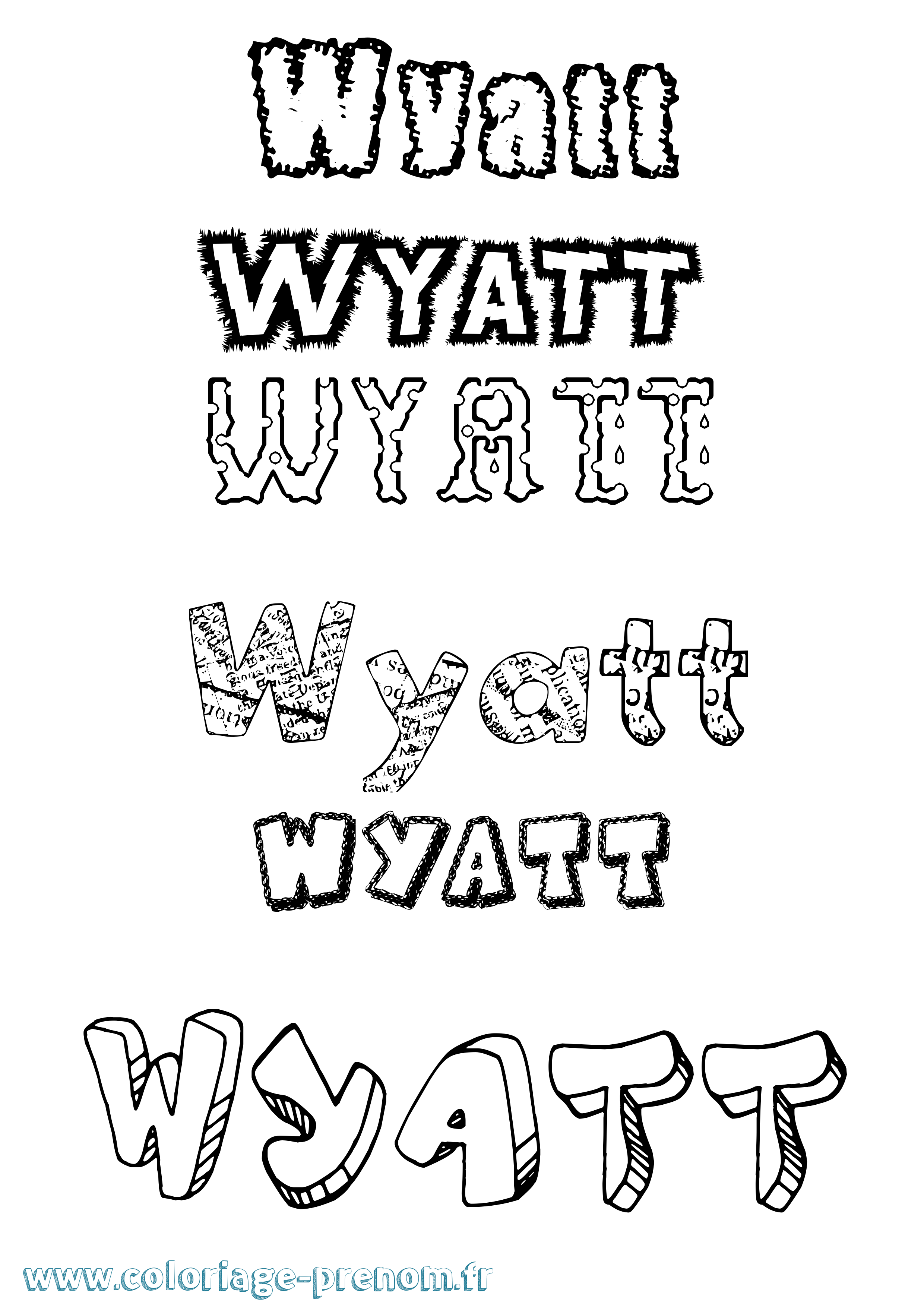 Coloriage Wyatt Destructuré Coloriage prénom Wyatt Destructuré