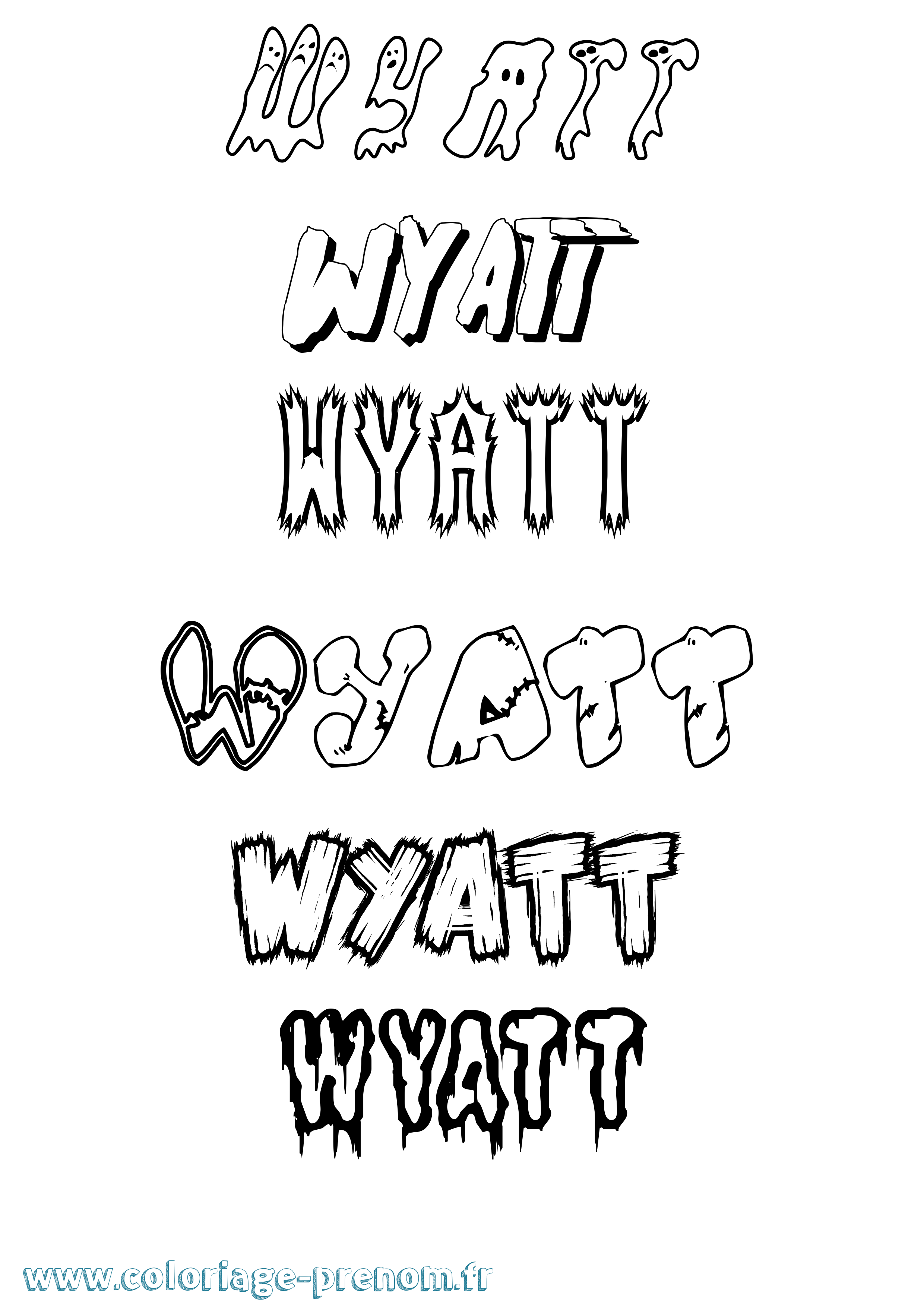 Coloriage Wyatt Frisson Coloriage prénom Wyatt Frisson