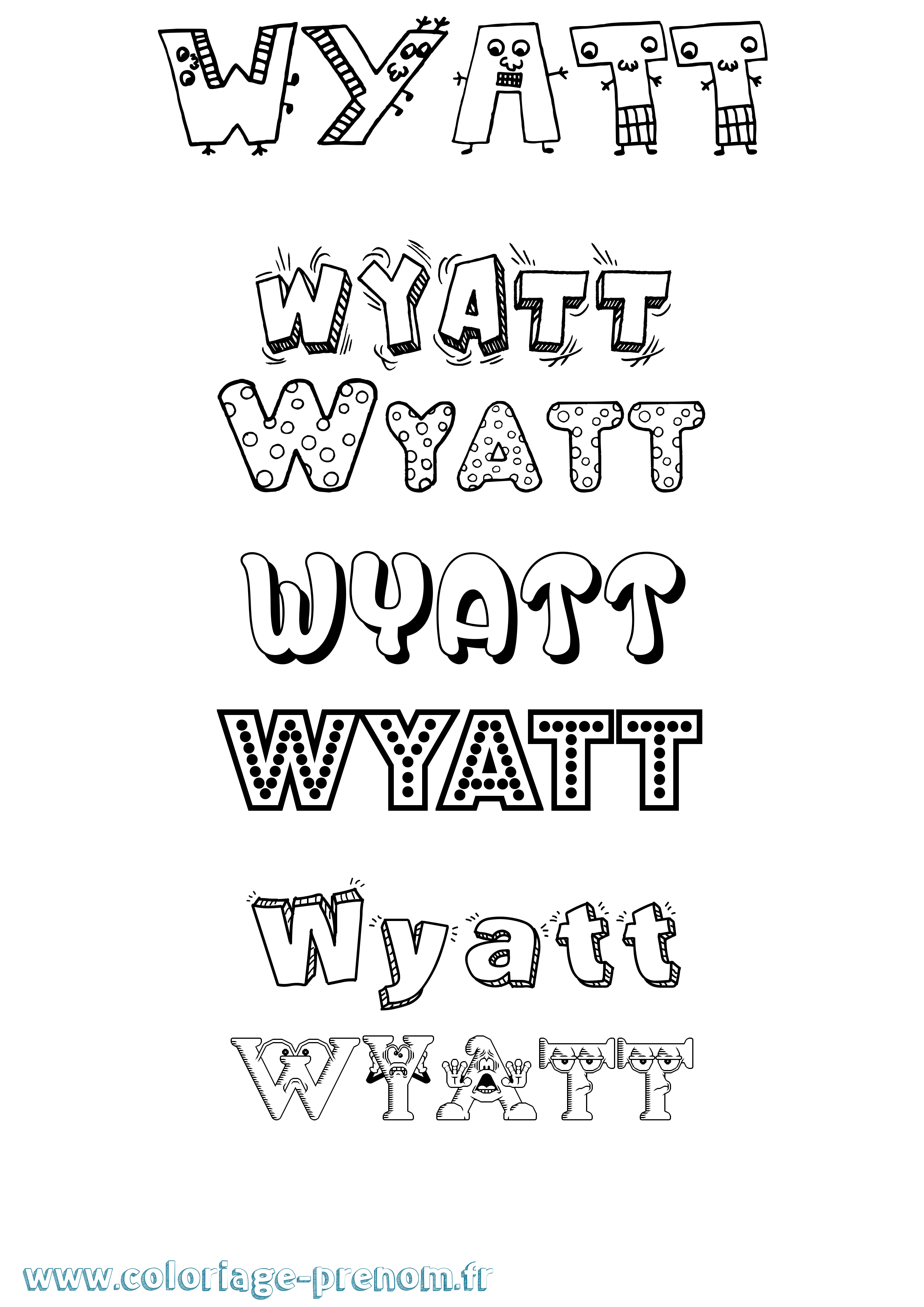 Coloriage Wyatt Fun Coloriage prénom Wyatt Fun