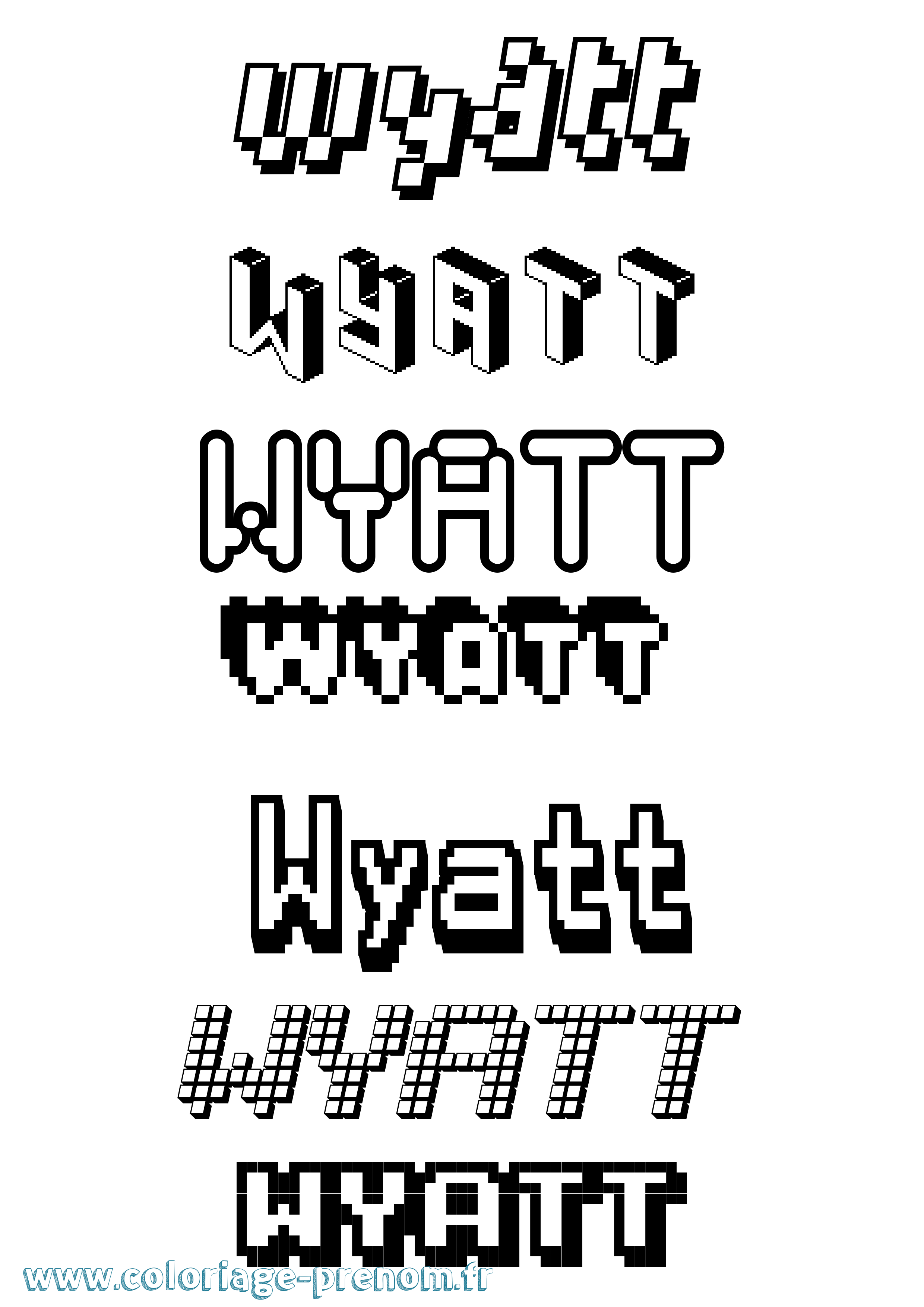Coloriage Wyatt Pixel Coloriage prénom Wyatt Pixel