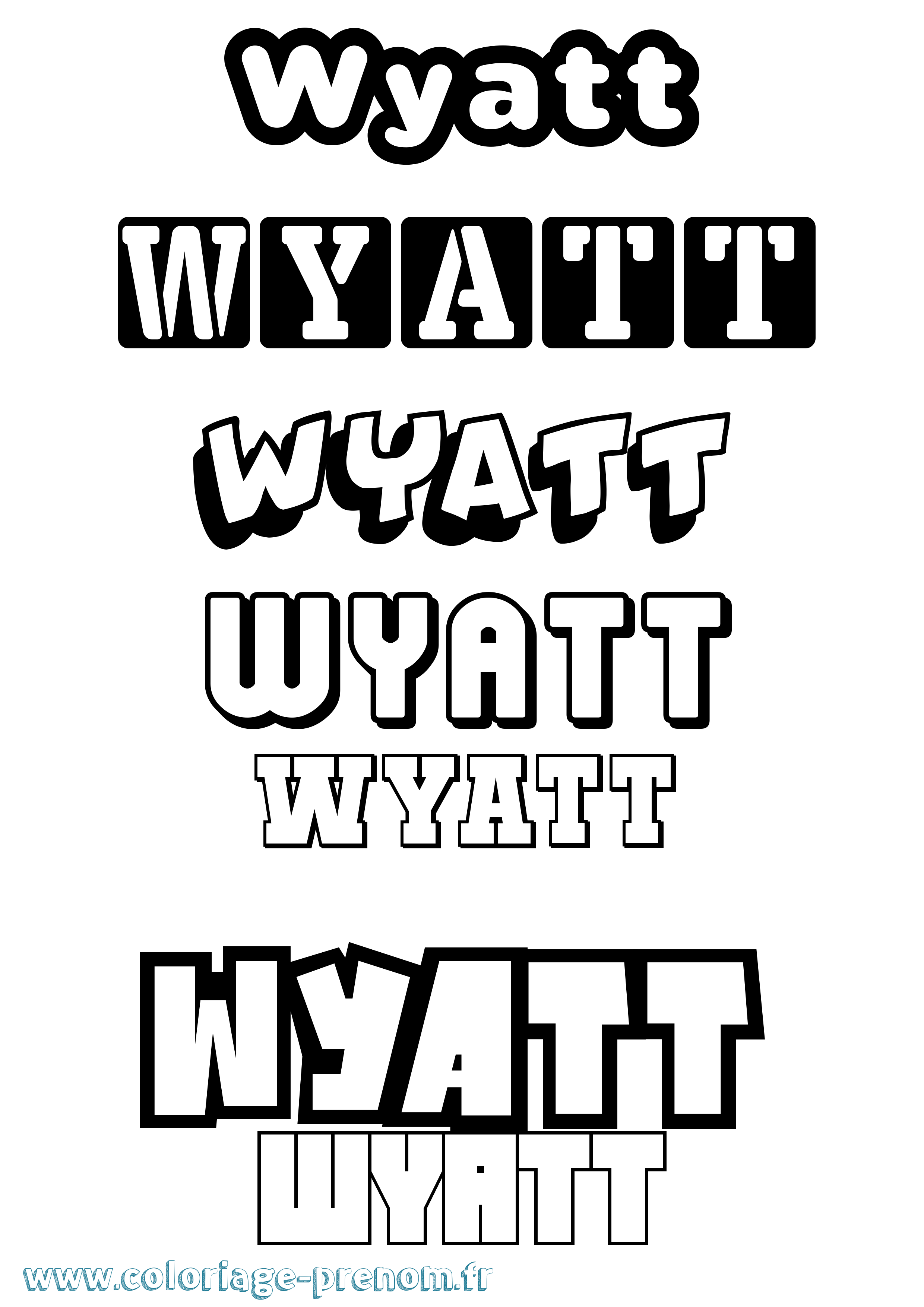 Coloriage Wyatt Simple Coloriage prénom Wyatt Simple
