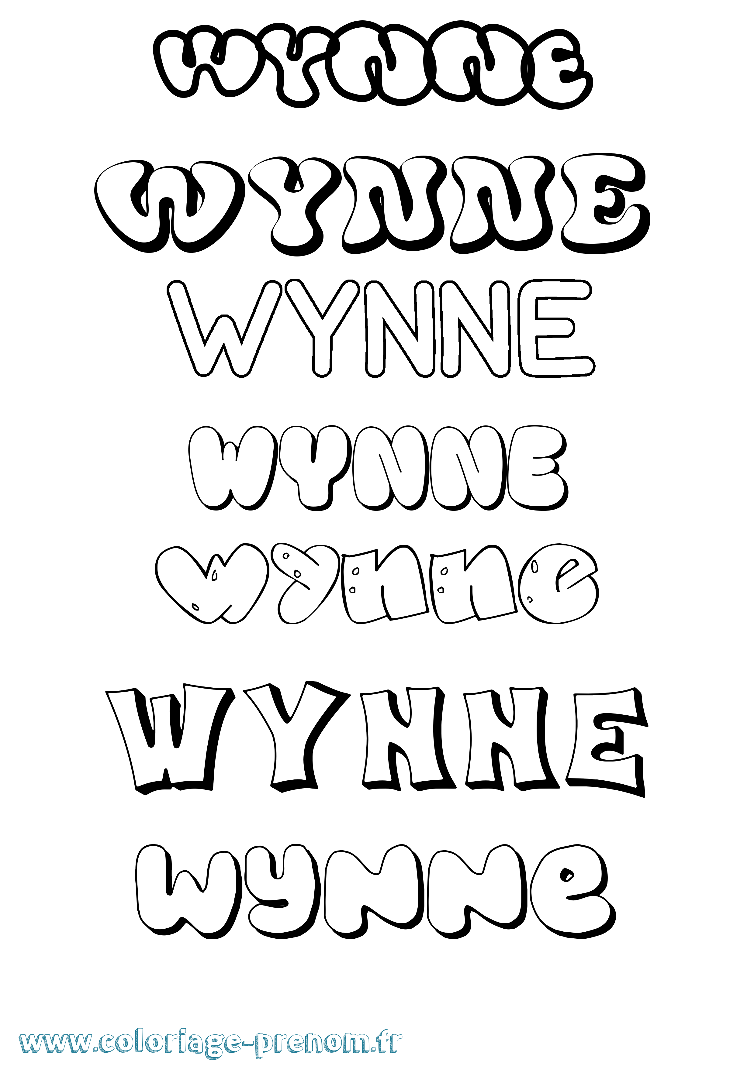 Coloriage prénom Wynne Bubble