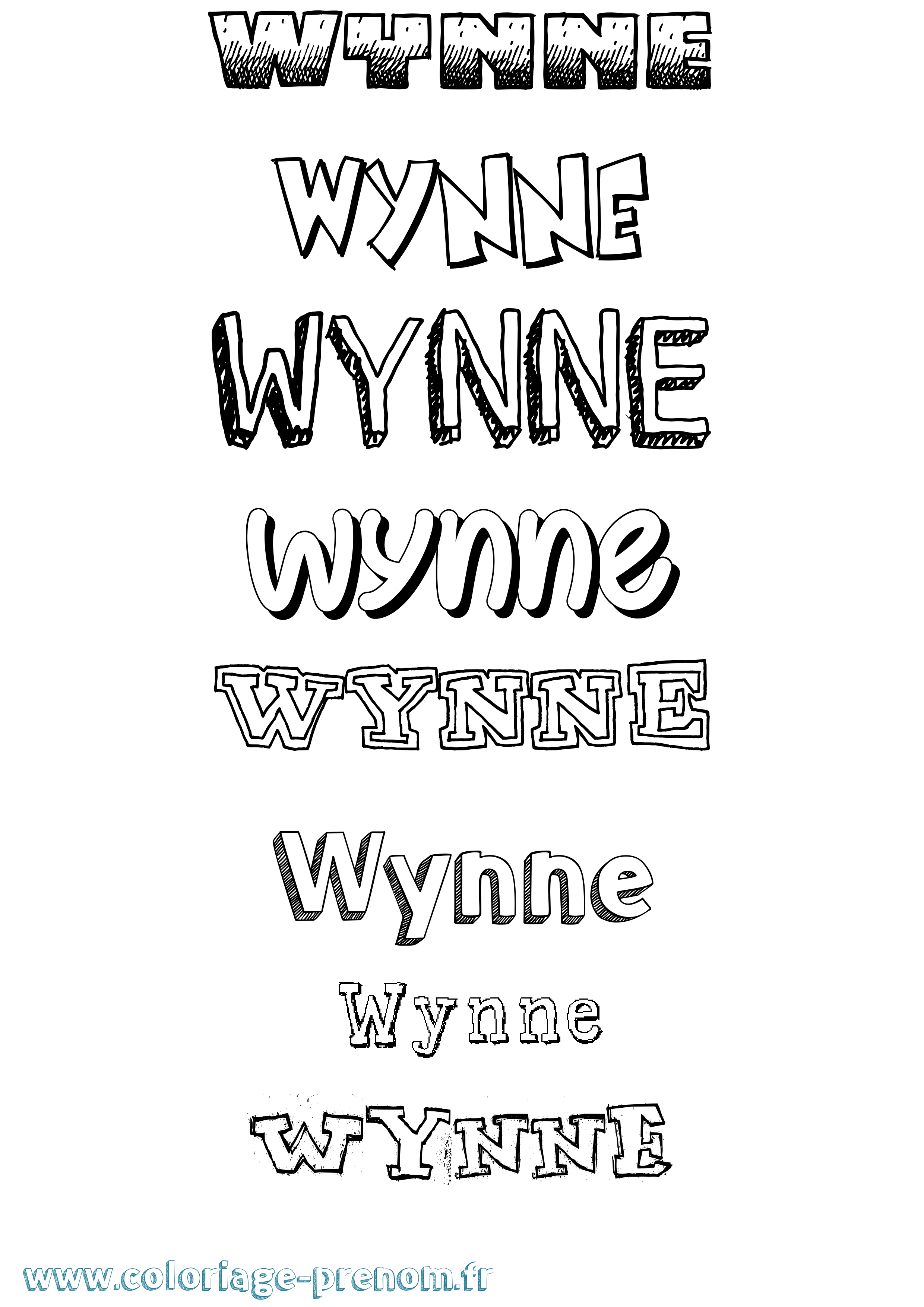 Coloriage prénom Wynne Dessiné