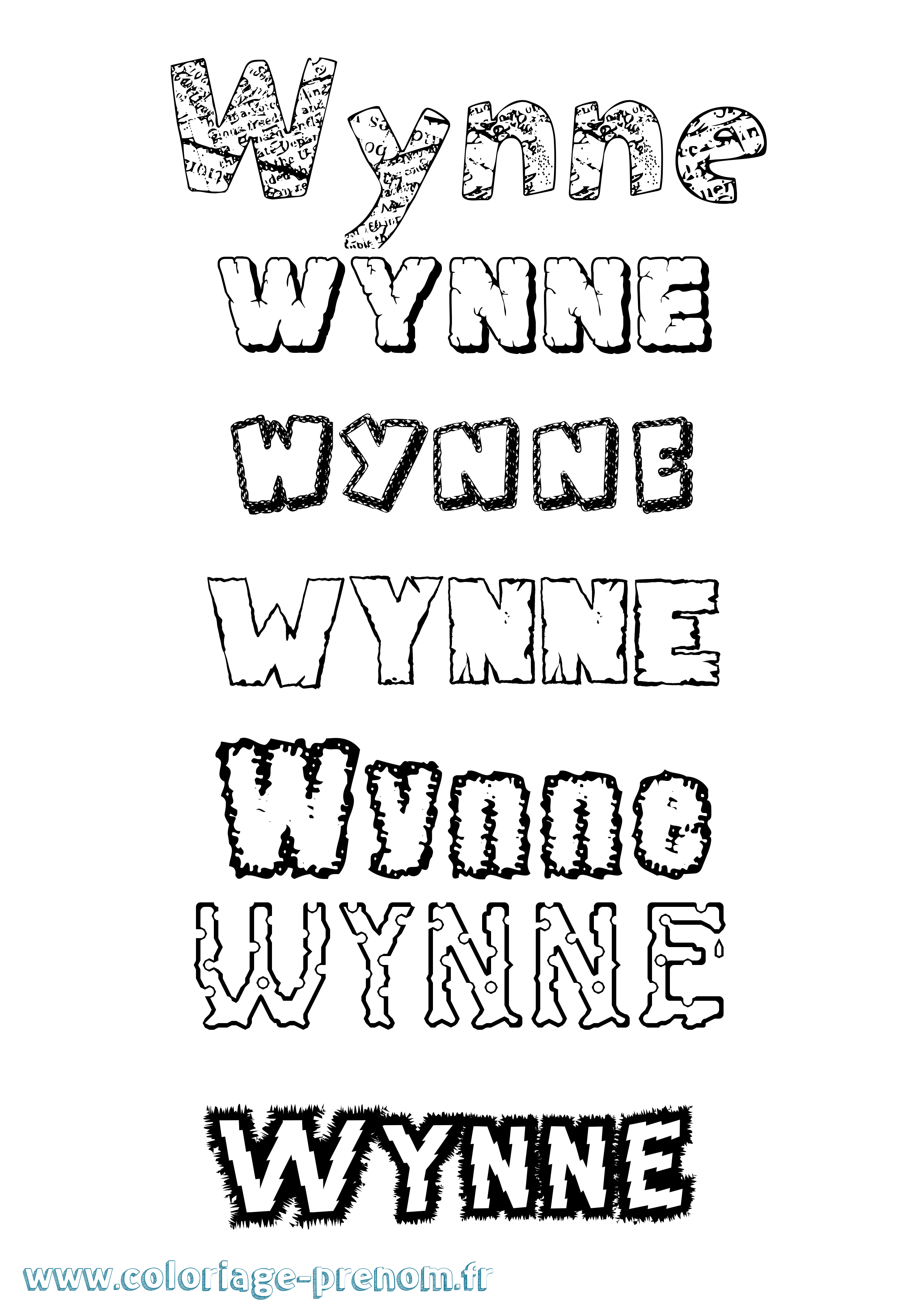 Coloriage prénom Wynne Destructuré