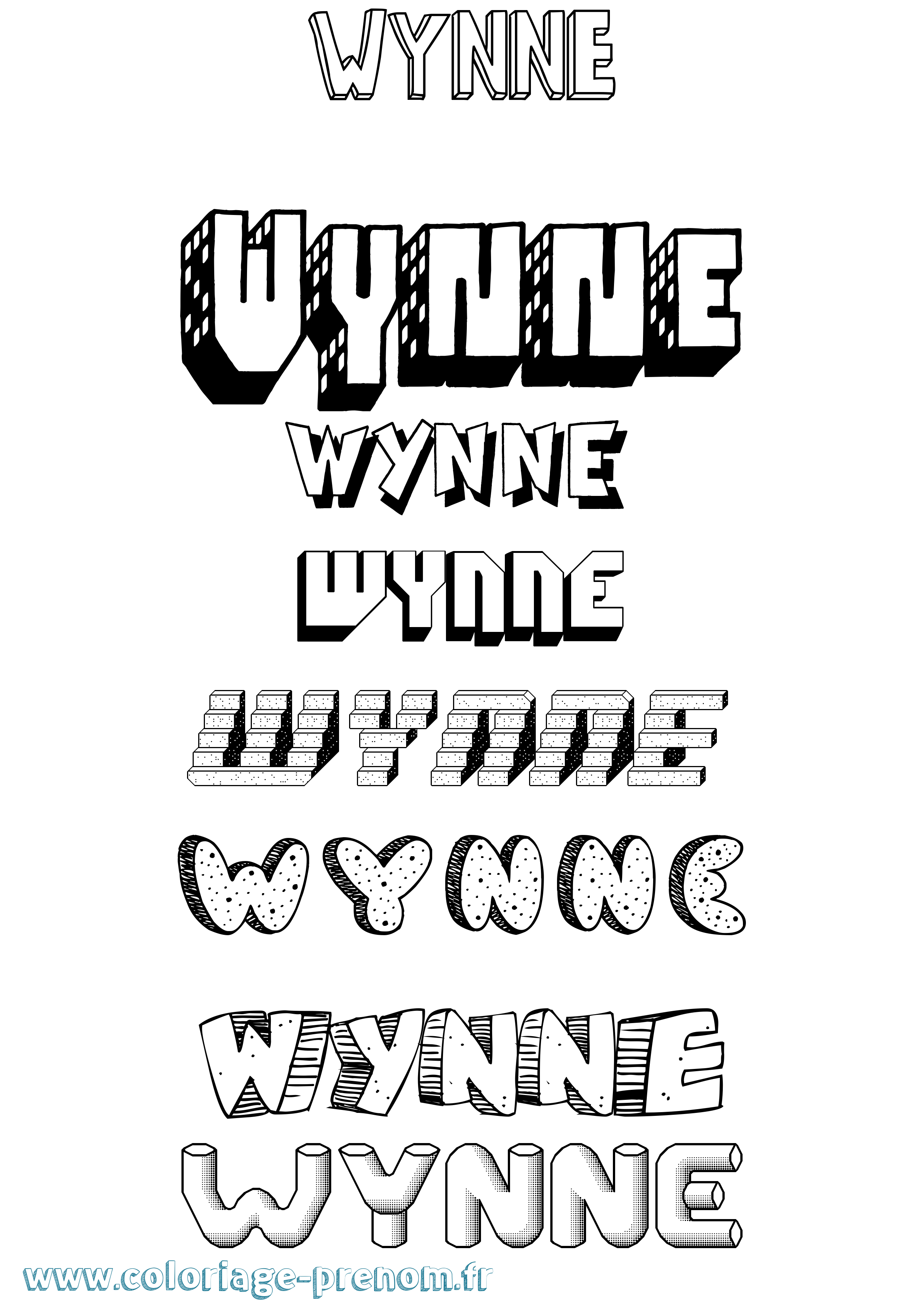 Coloriage prénom Wynne Effet 3D