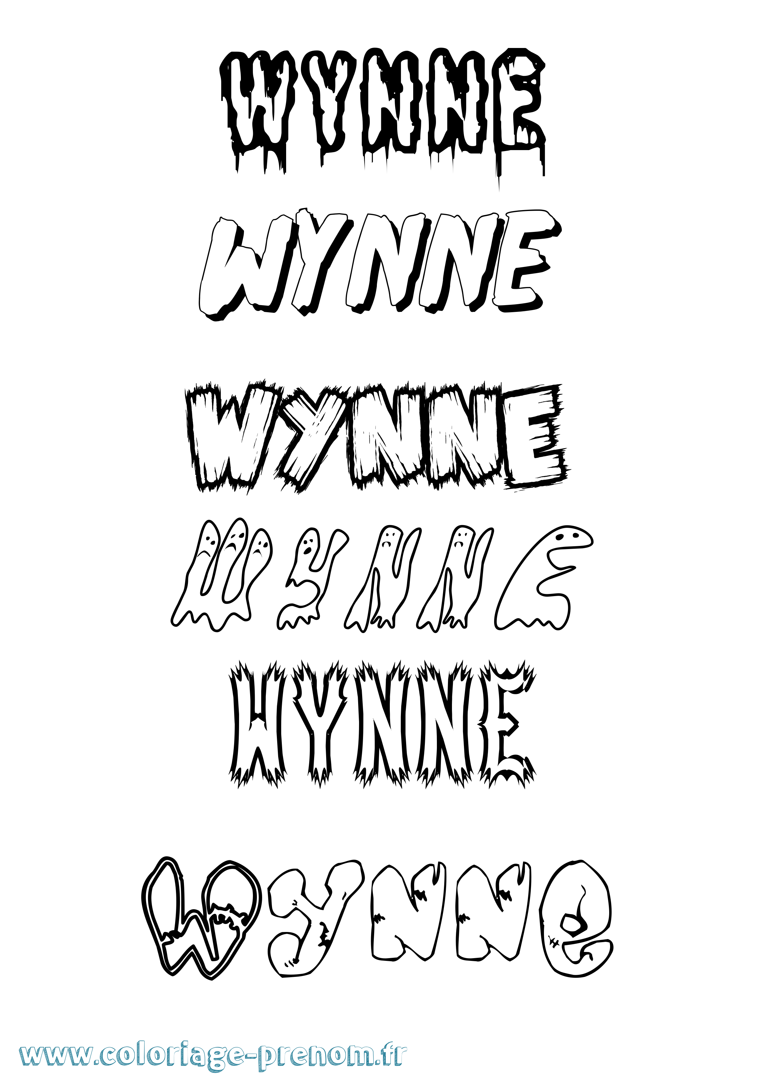 Coloriage prénom Wynne Frisson