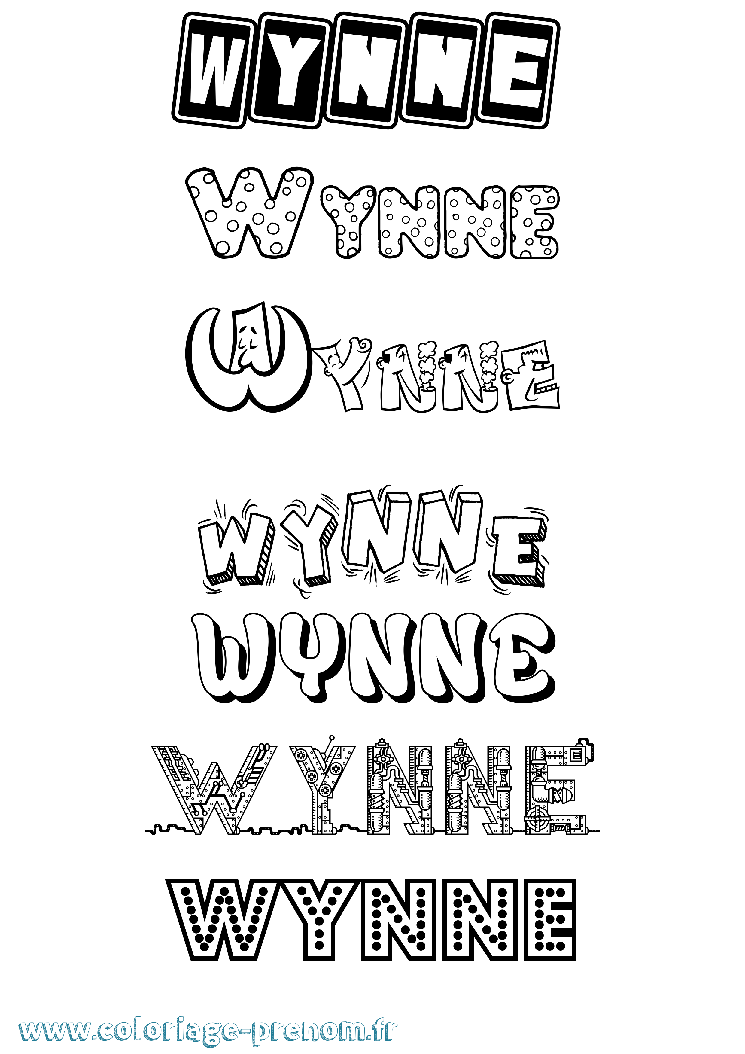 Coloriage prénom Wynne Fun