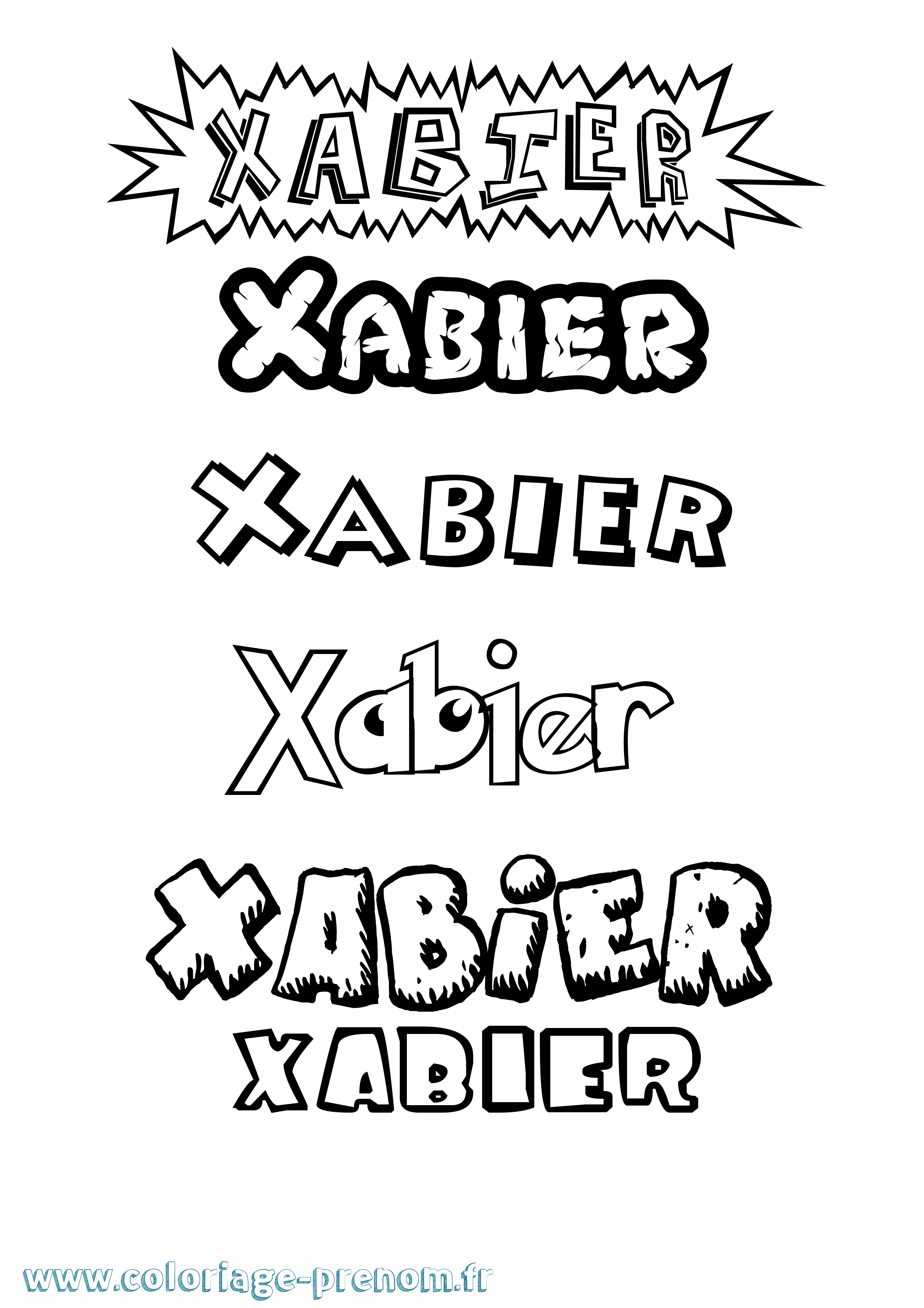 Coloriage prénom Xabier Dessin Animé