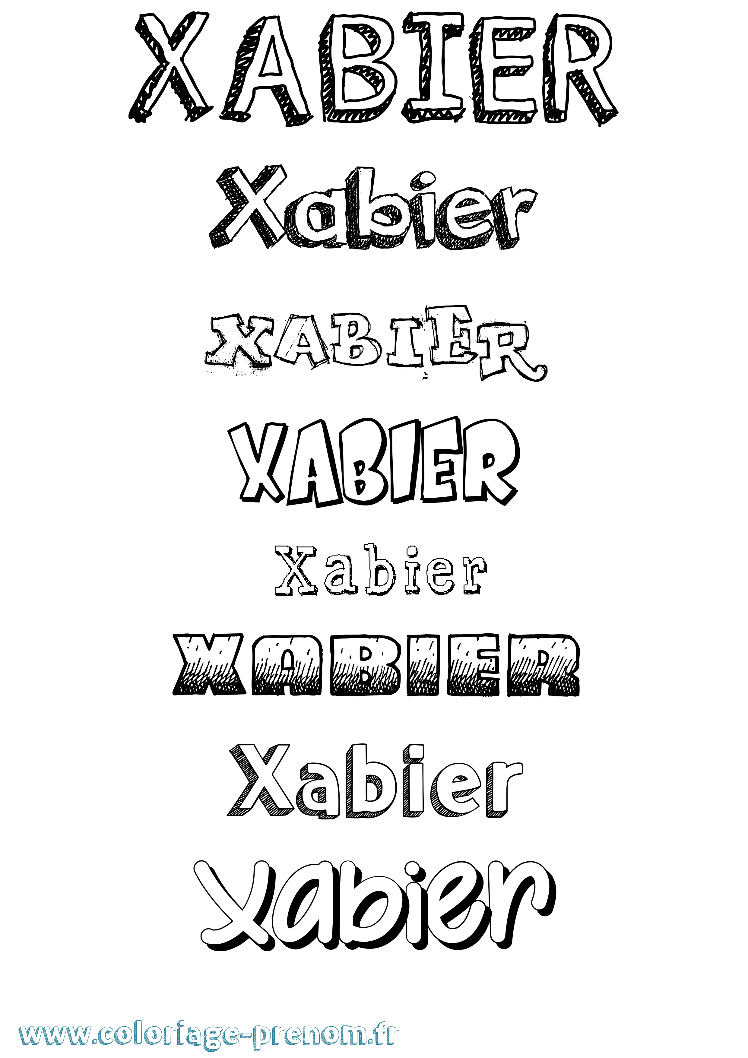 Coloriage prénom Xabier Dessiné