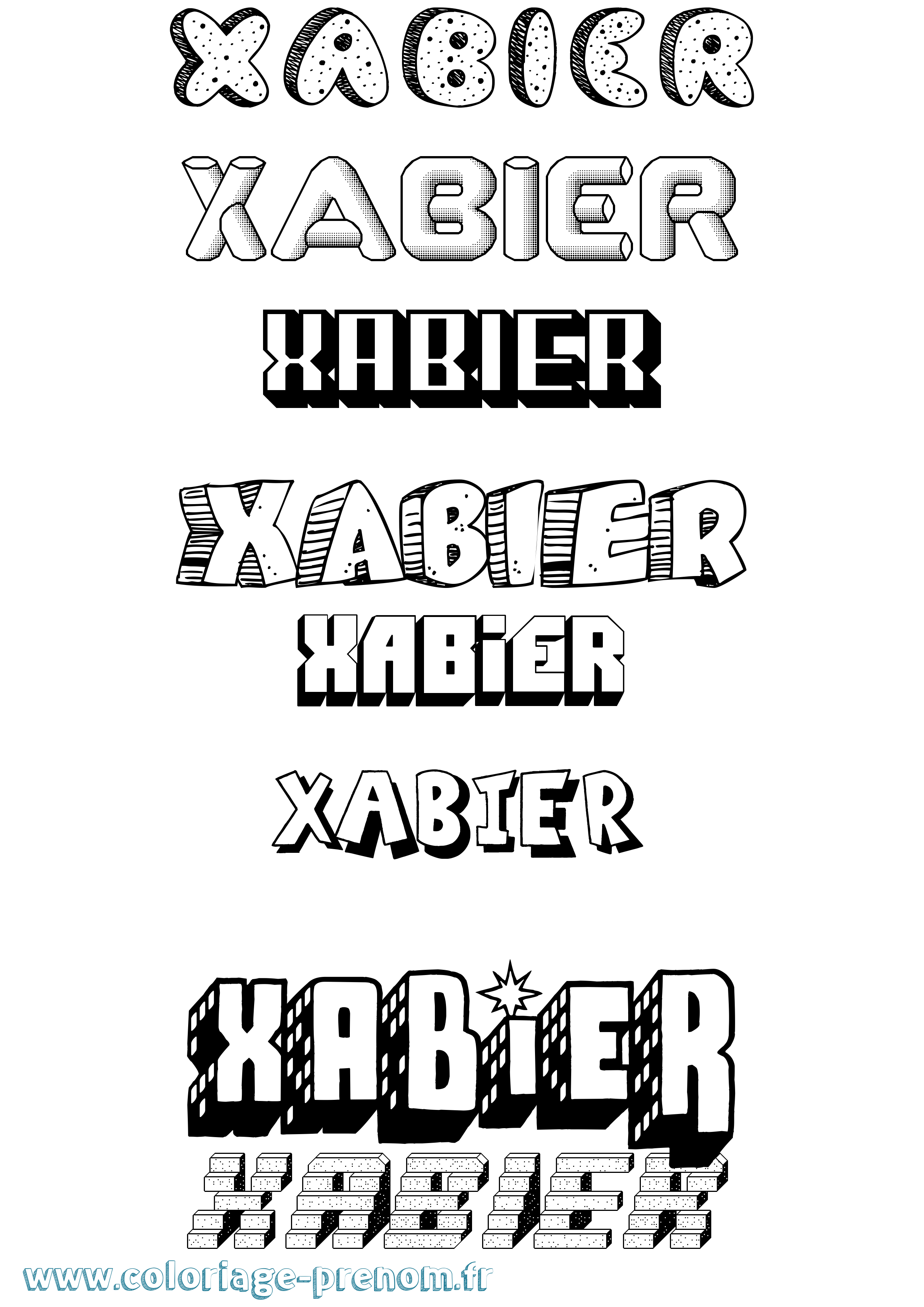 Coloriage prénom Xabier Effet 3D