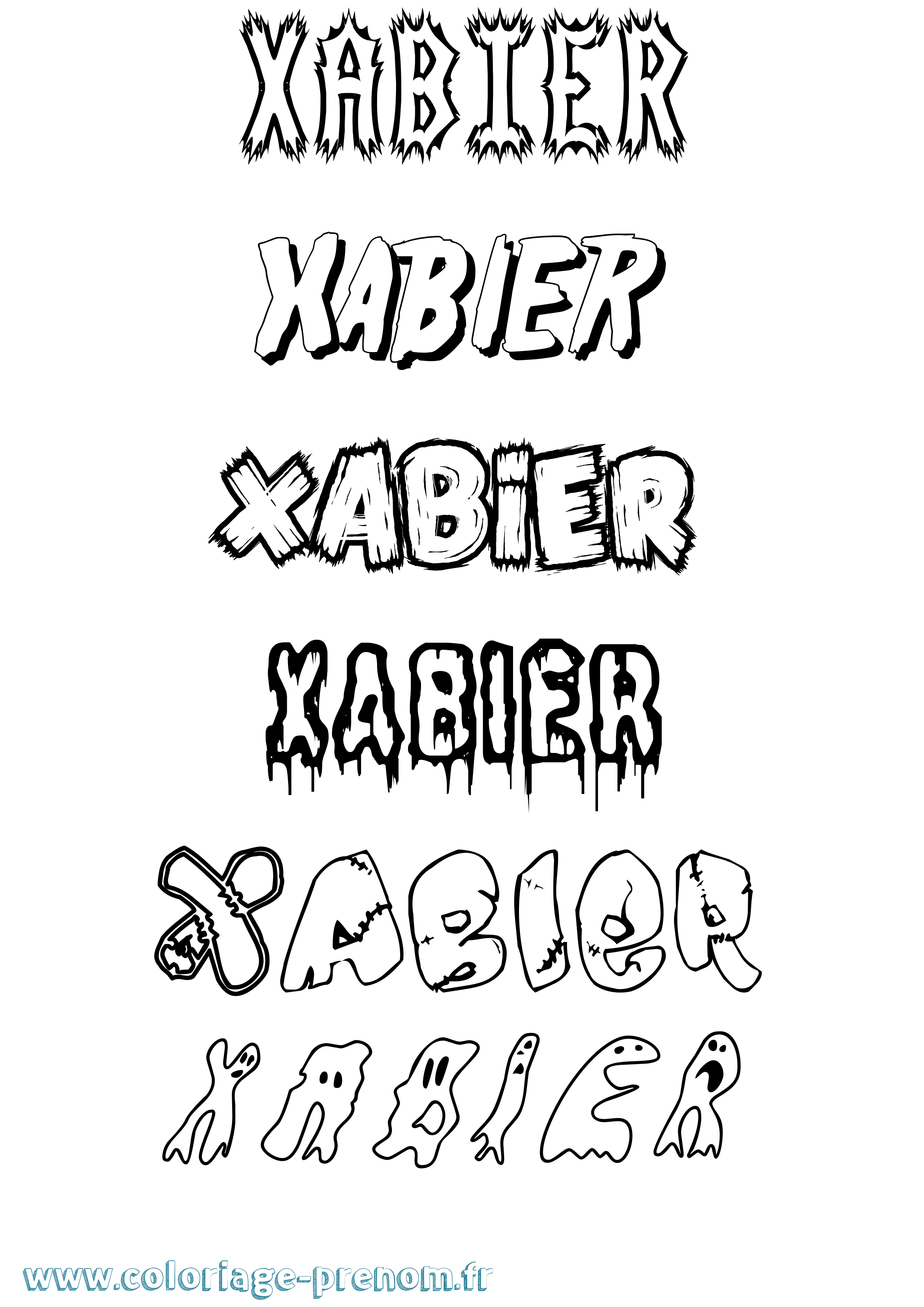 Coloriage prénom Xabier Frisson