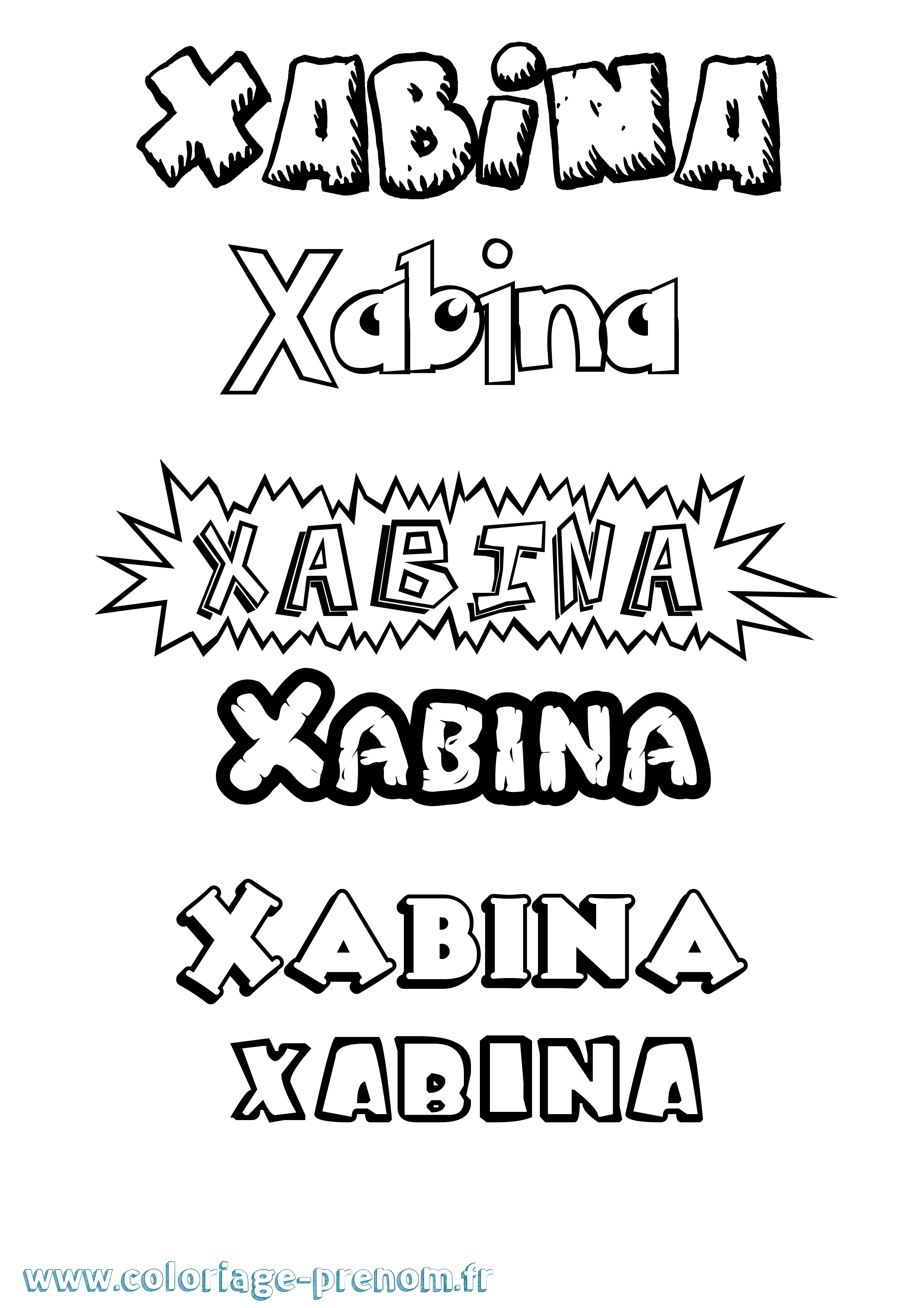 Coloriage Xabina Dessin Animé Coloriage prénom Xabina Dessin Animé