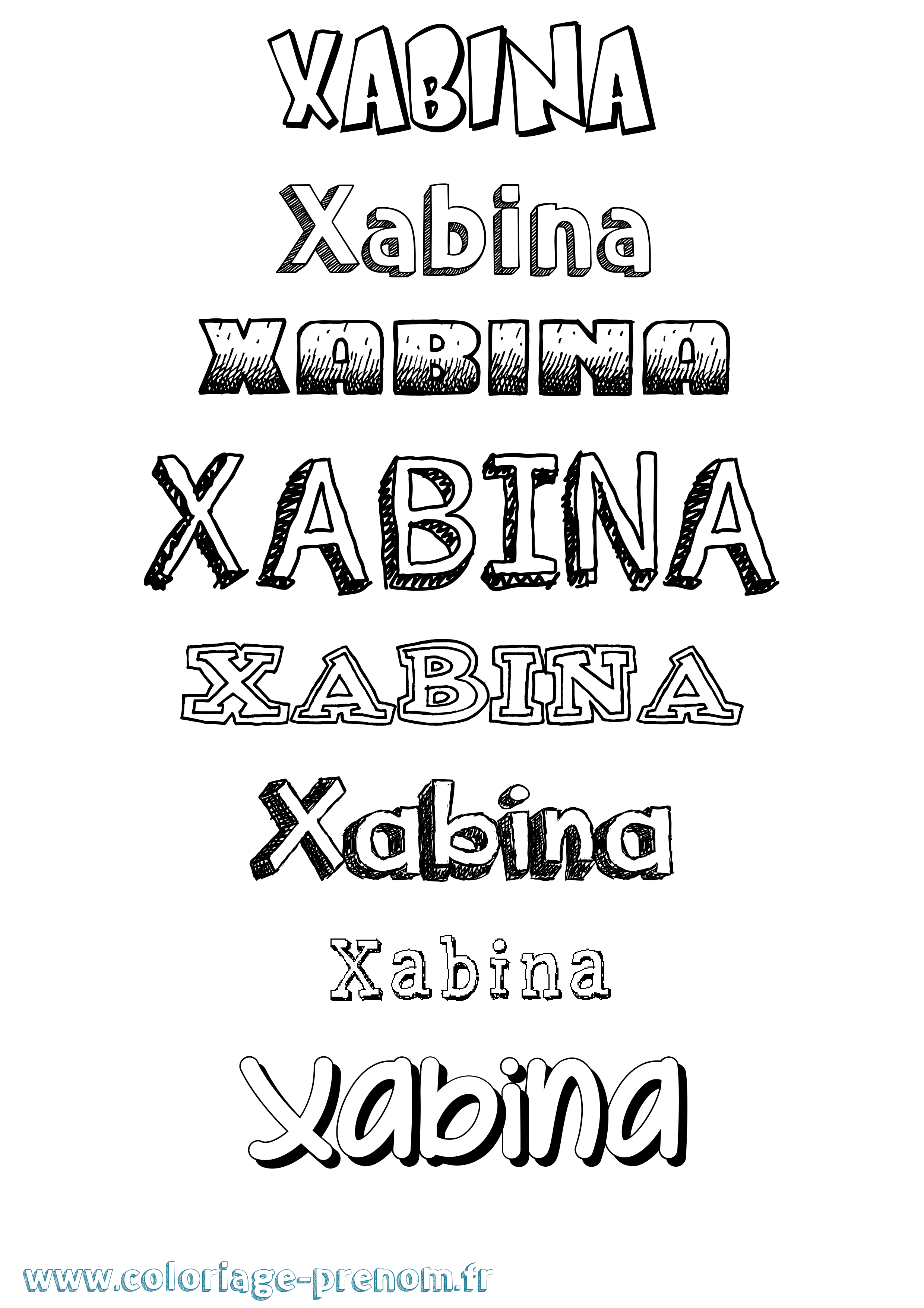 Coloriage prénom Xabina Dessiné
