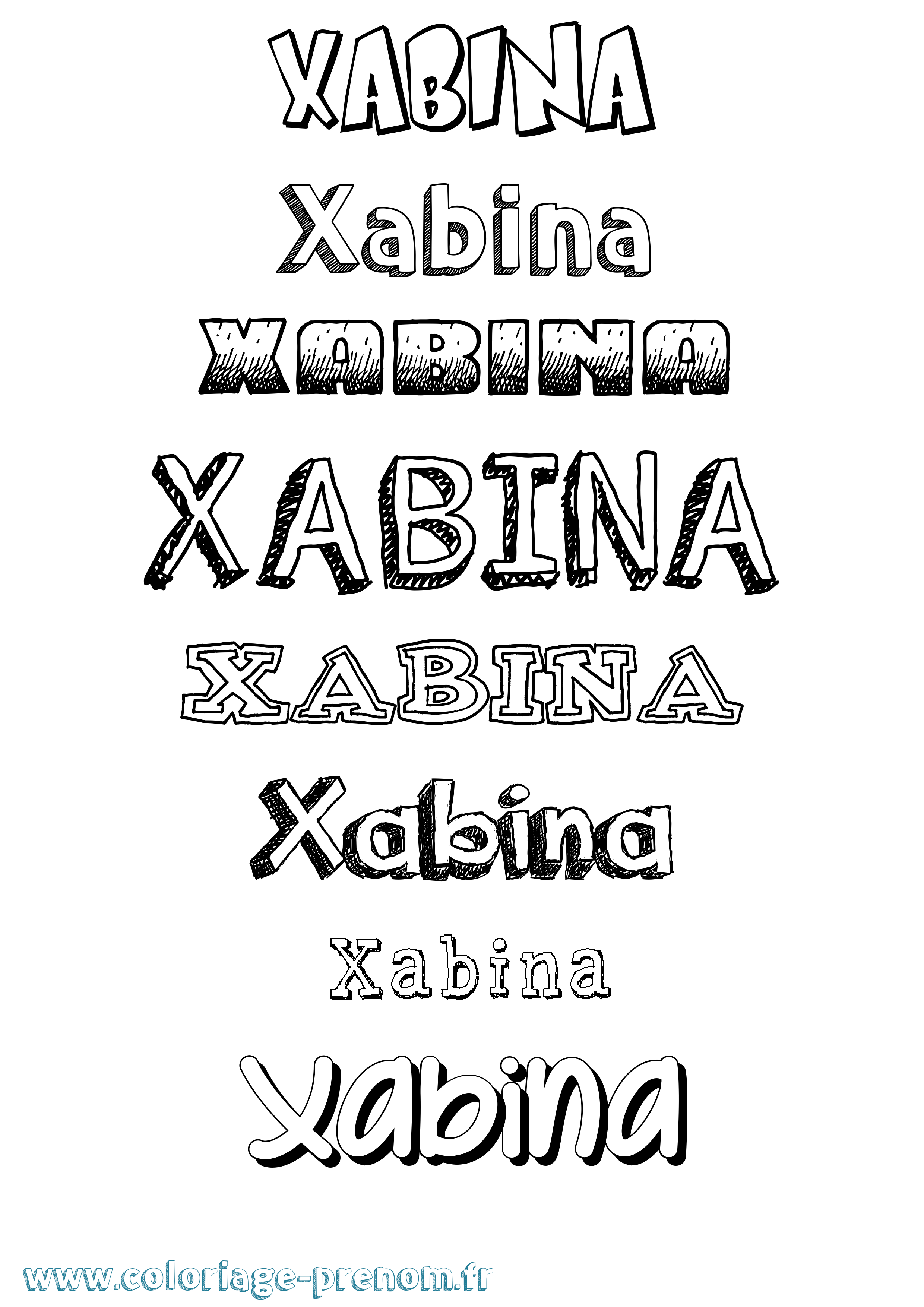 Coloriage Xabina Dessiné Coloriage prénom Xabina Dessiné