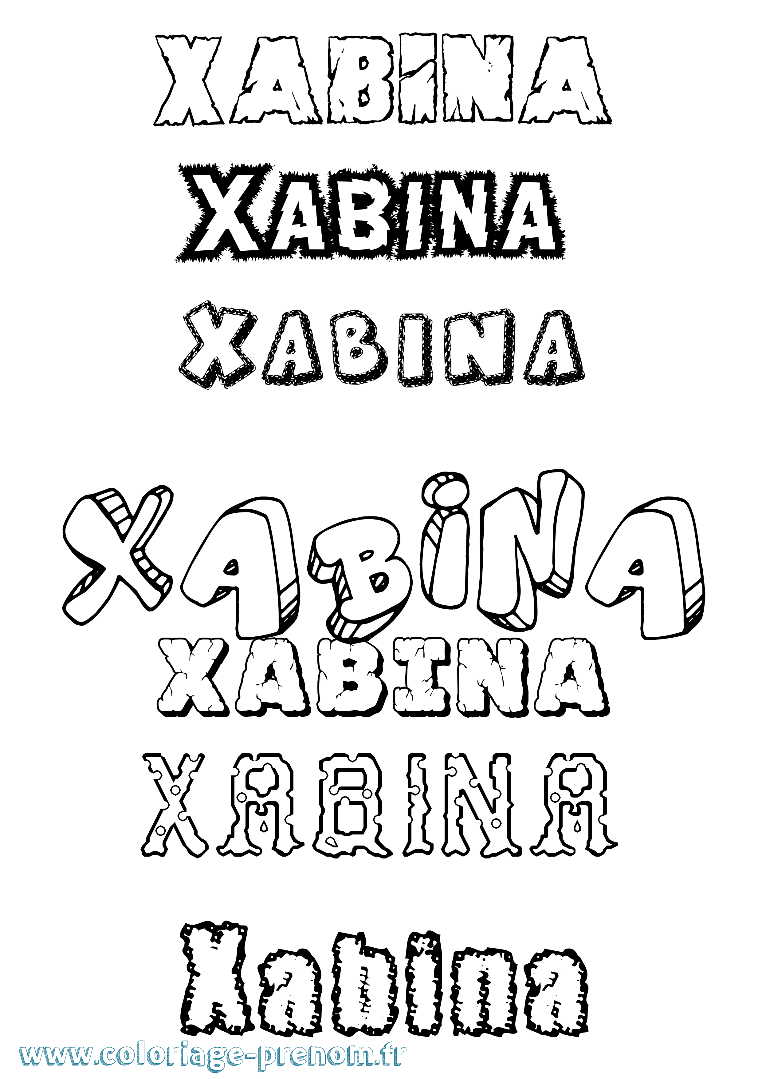 Coloriage Xabina Destructuré Coloriage prénom Xabina Destructuré