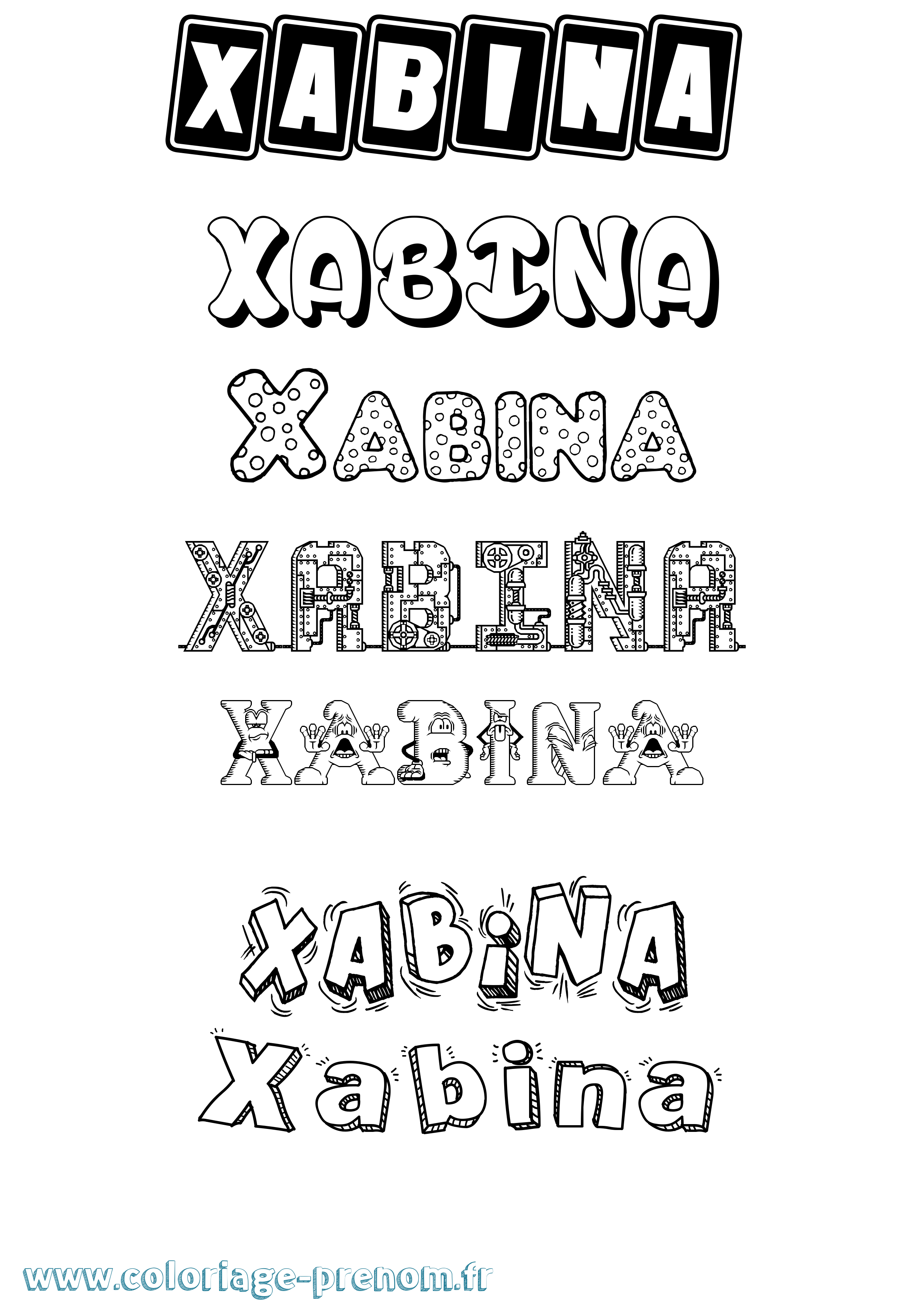 Coloriage Xabina Fun Coloriage prénom Xabina Fun