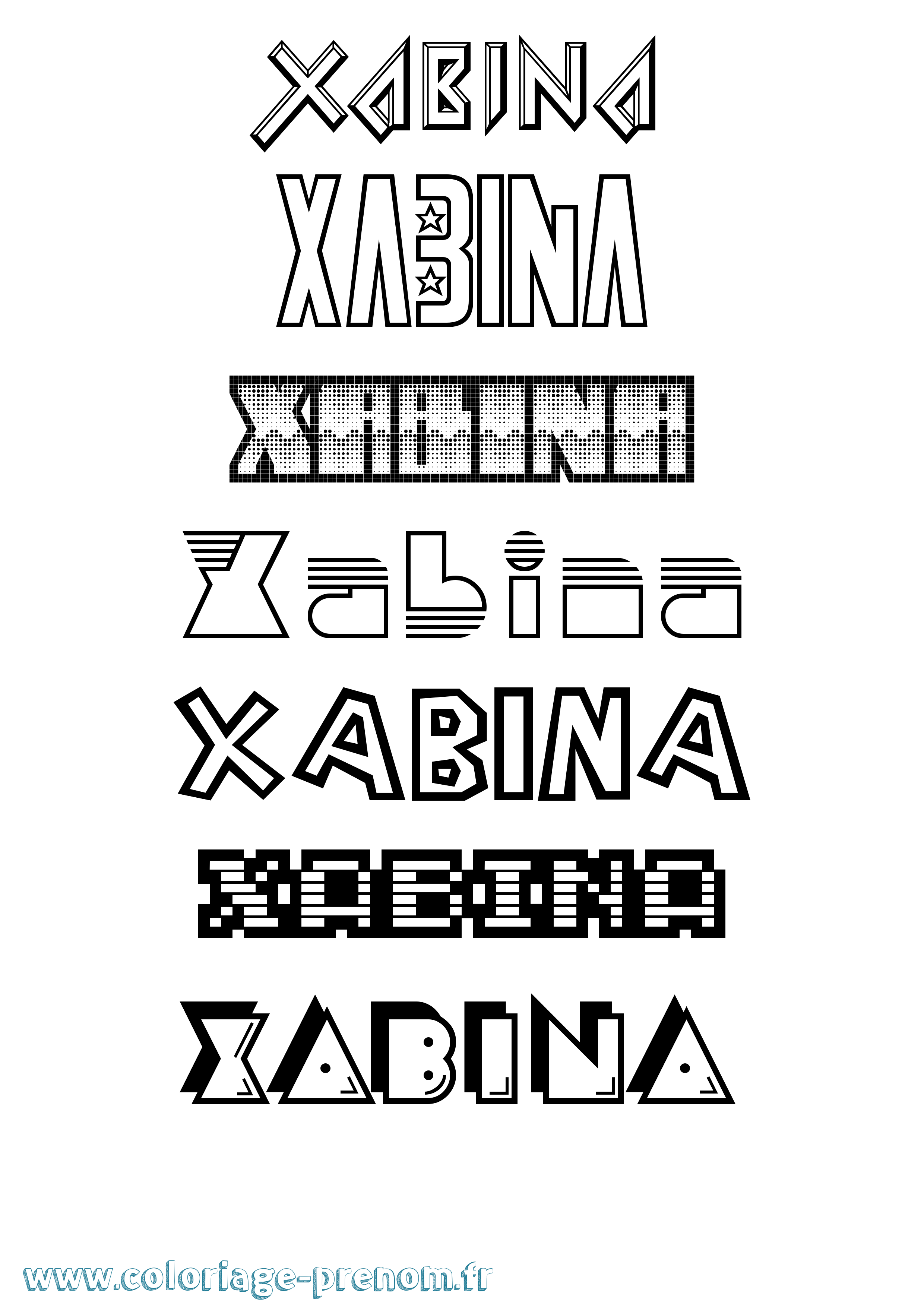 Coloriage prénom Xabina Jeux Vidéos