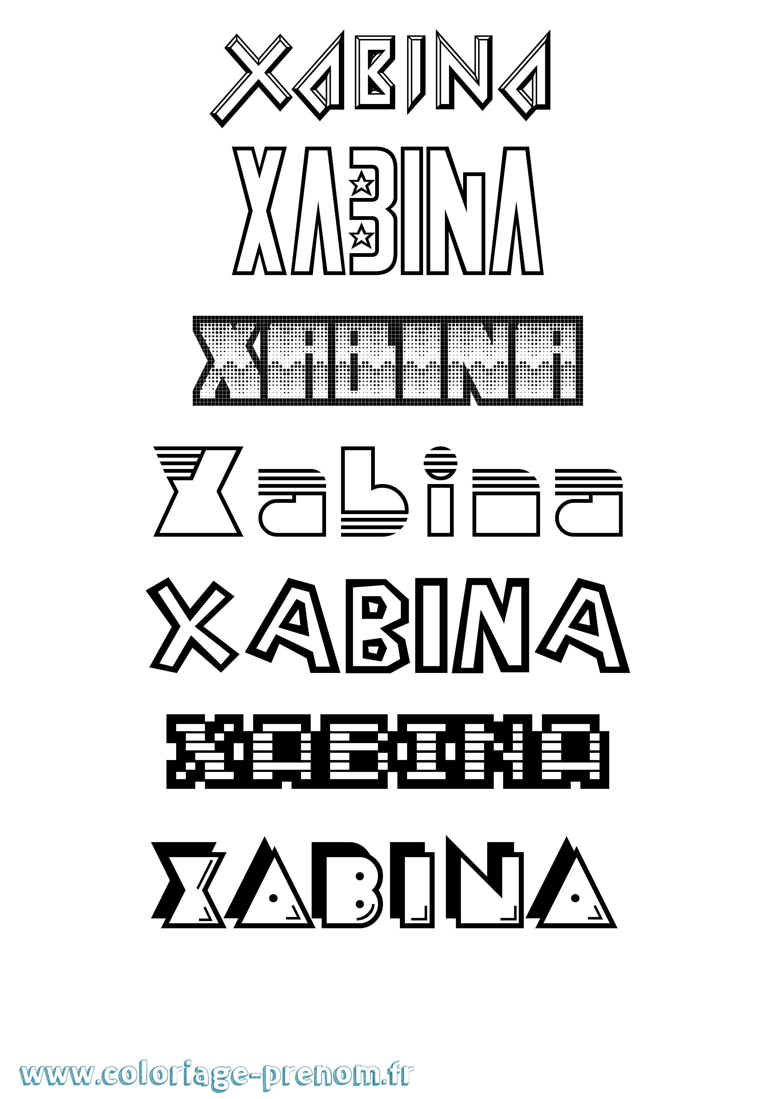 Coloriage Xabina Jeux Vidéos Coloriage prénom Xabina Jeux Vidéos
