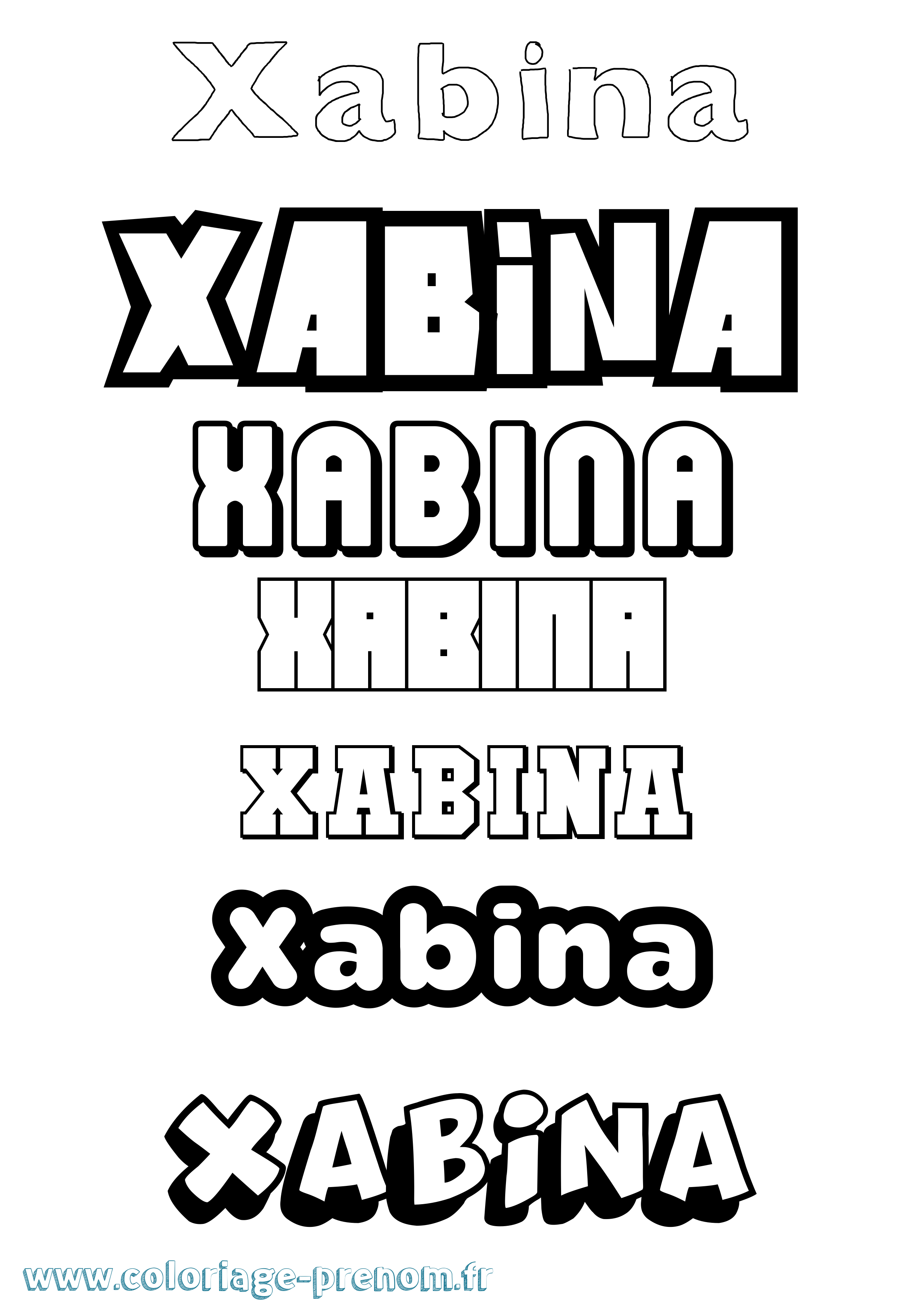 Coloriage prénom Xabina Simple