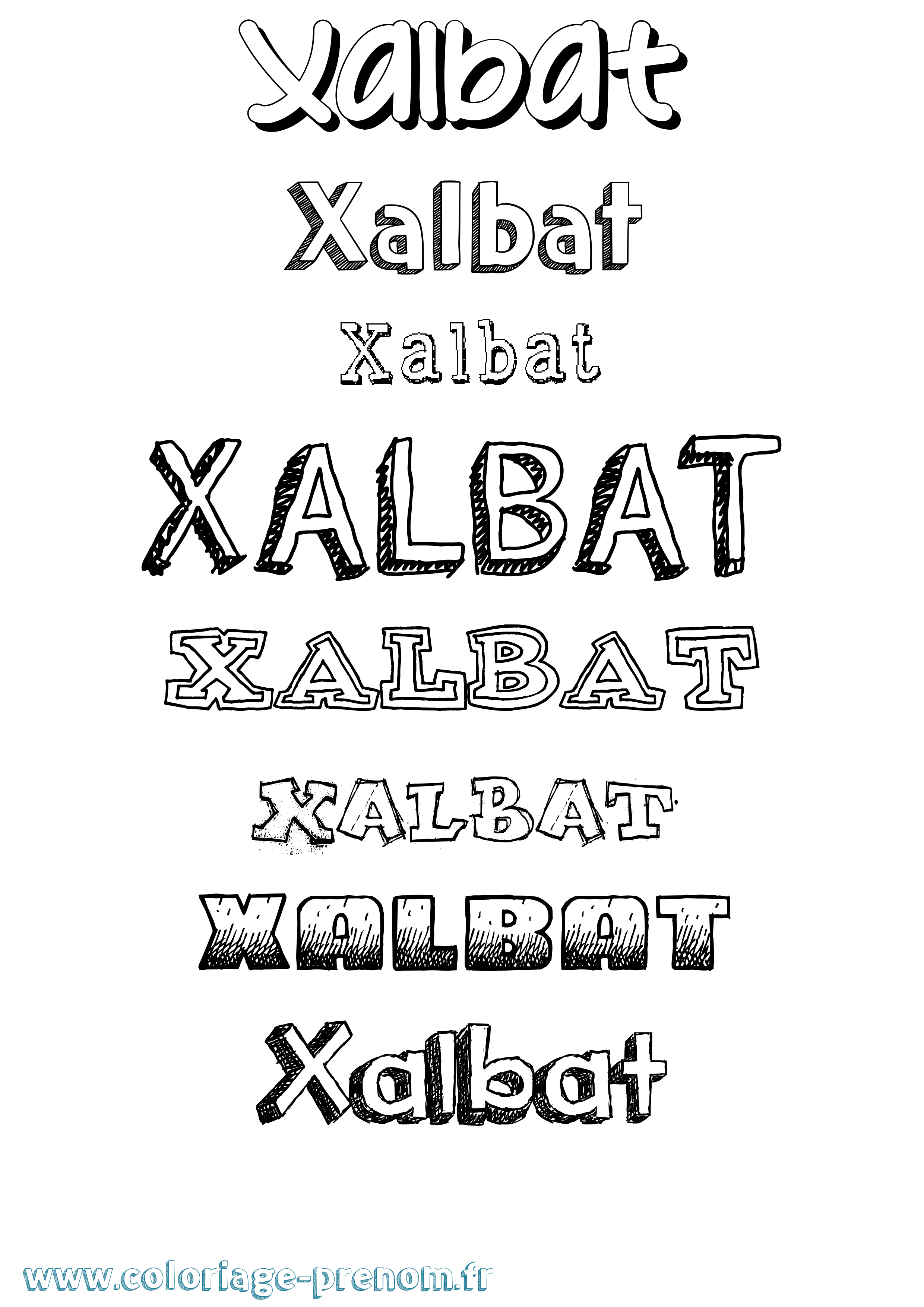Coloriage prénom Xalbat Dessiné