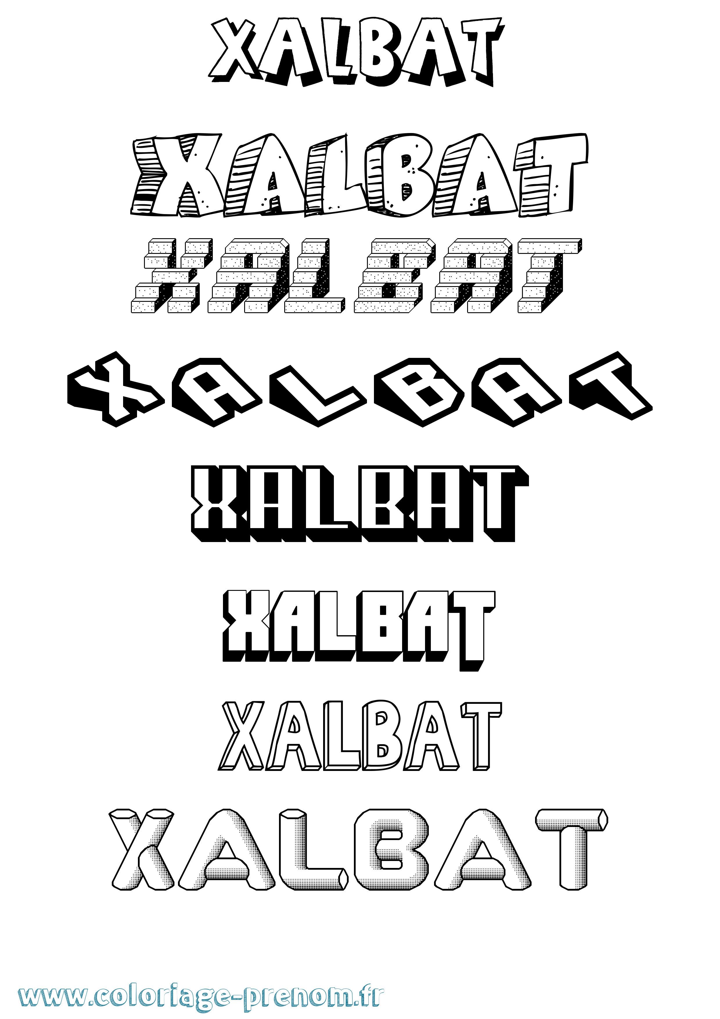 Coloriage prénom Xalbat Effet 3D