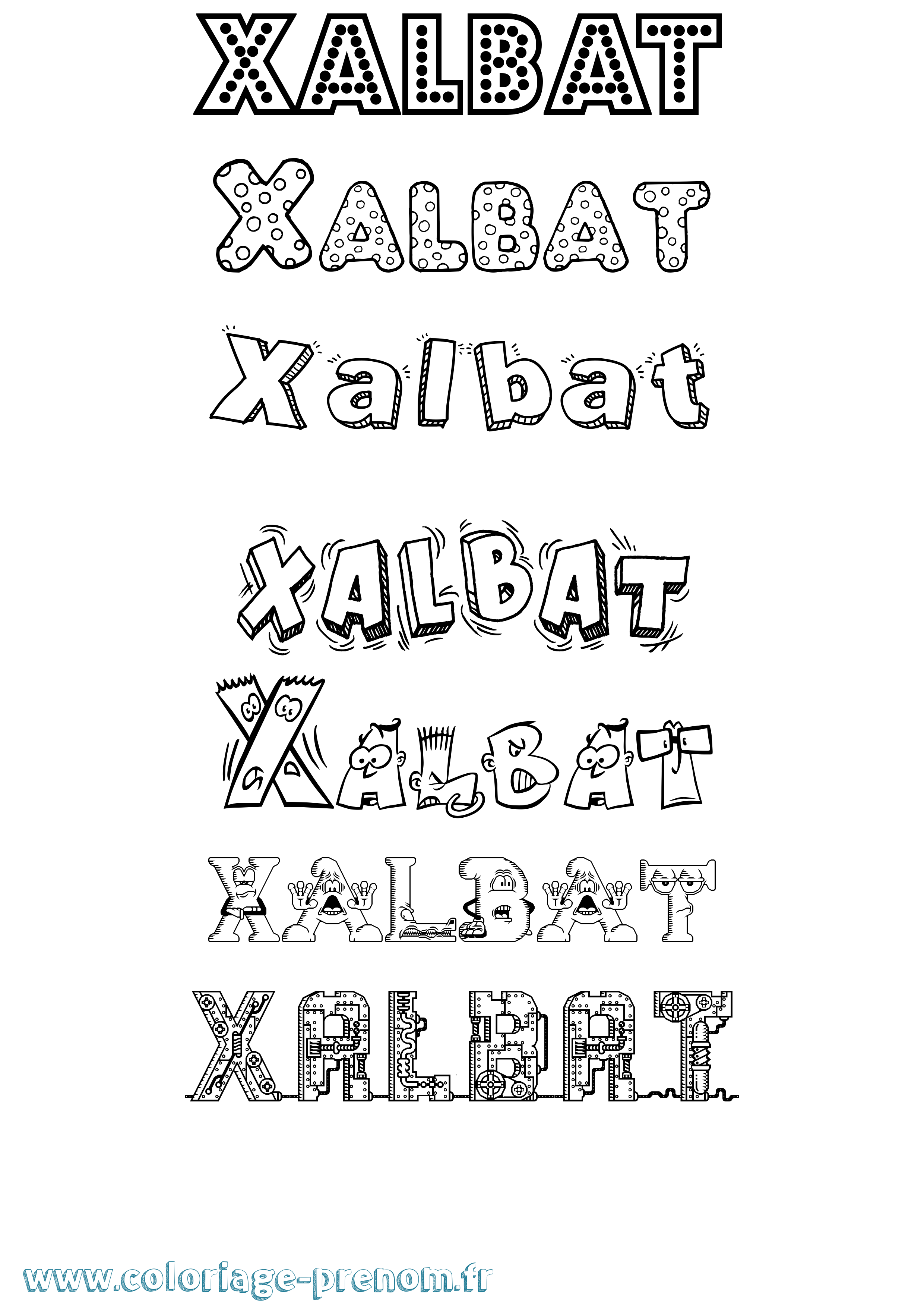 Coloriage prénom Xalbat Fun