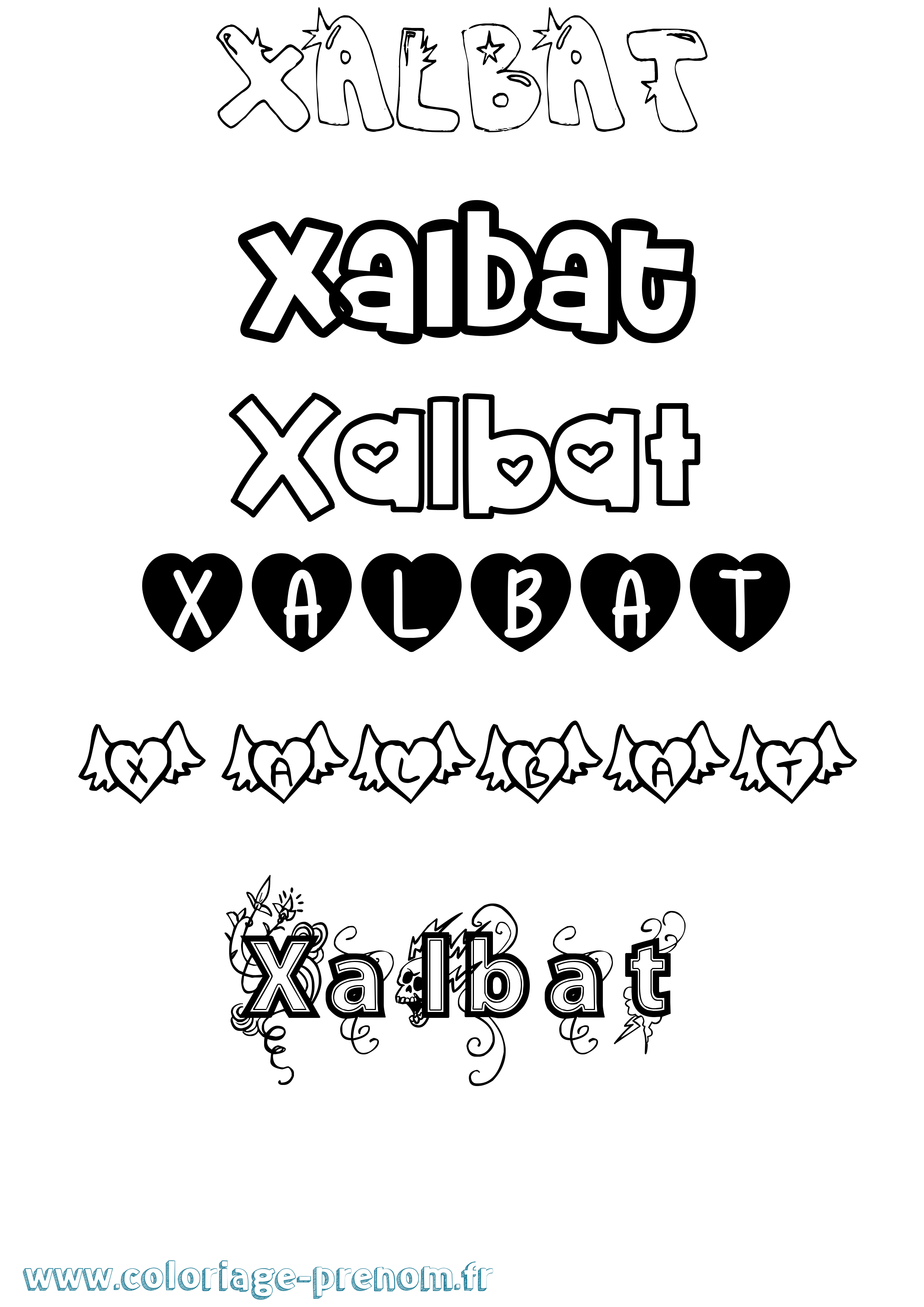 Coloriage prénom Xalbat Girly