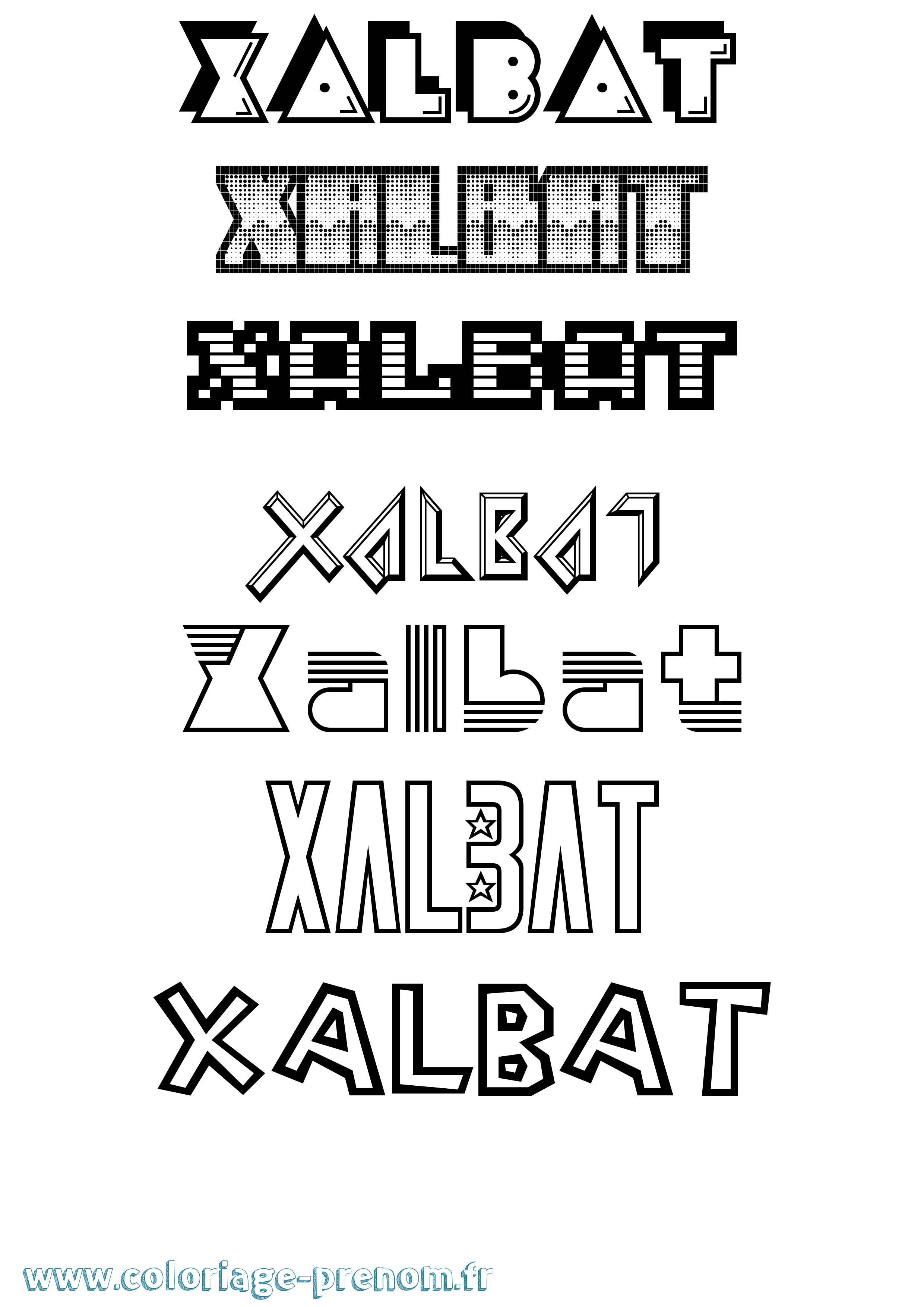 Coloriage prénom Xalbat Jeux Vidéos