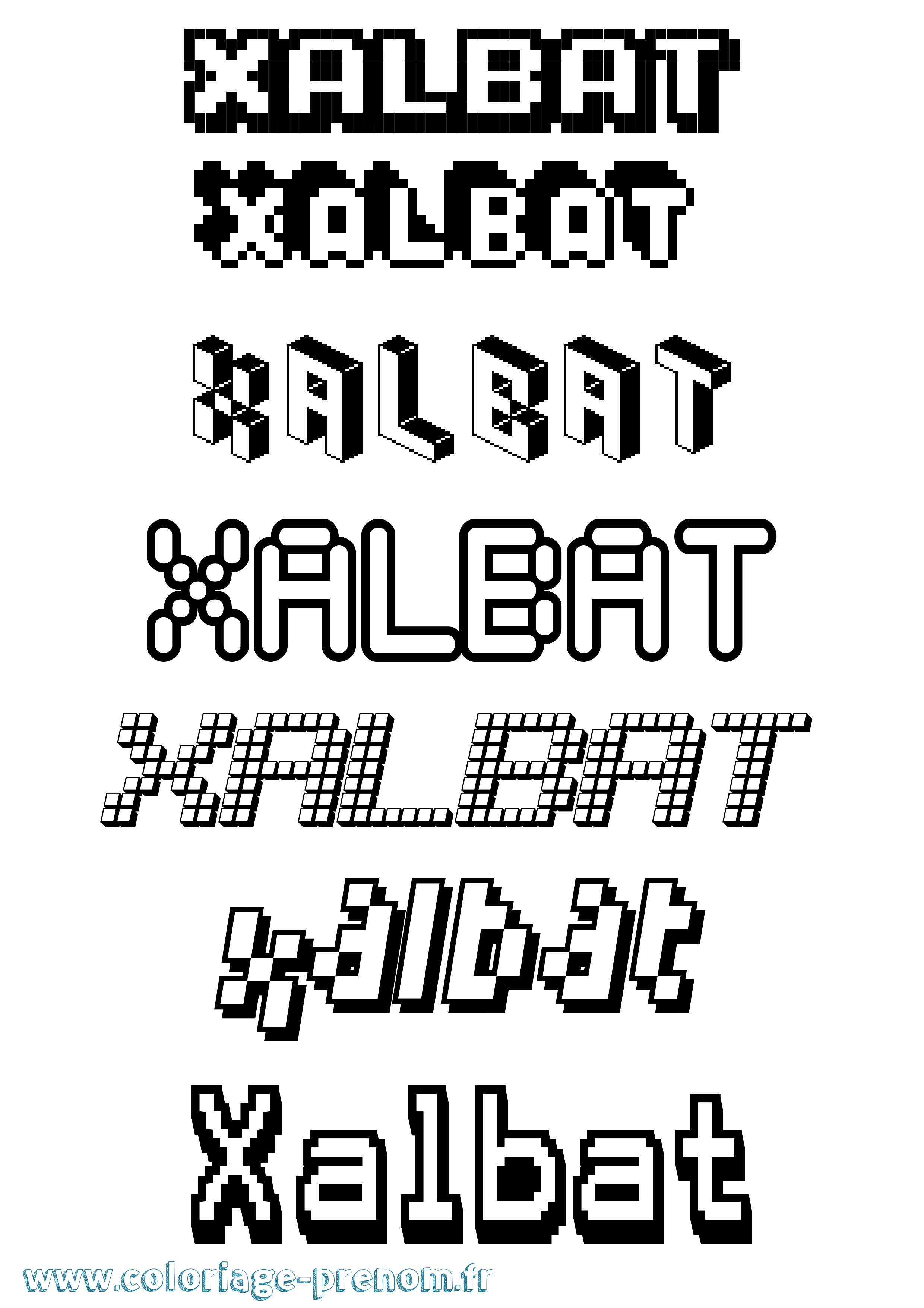 Coloriage prénom Xalbat Pixel