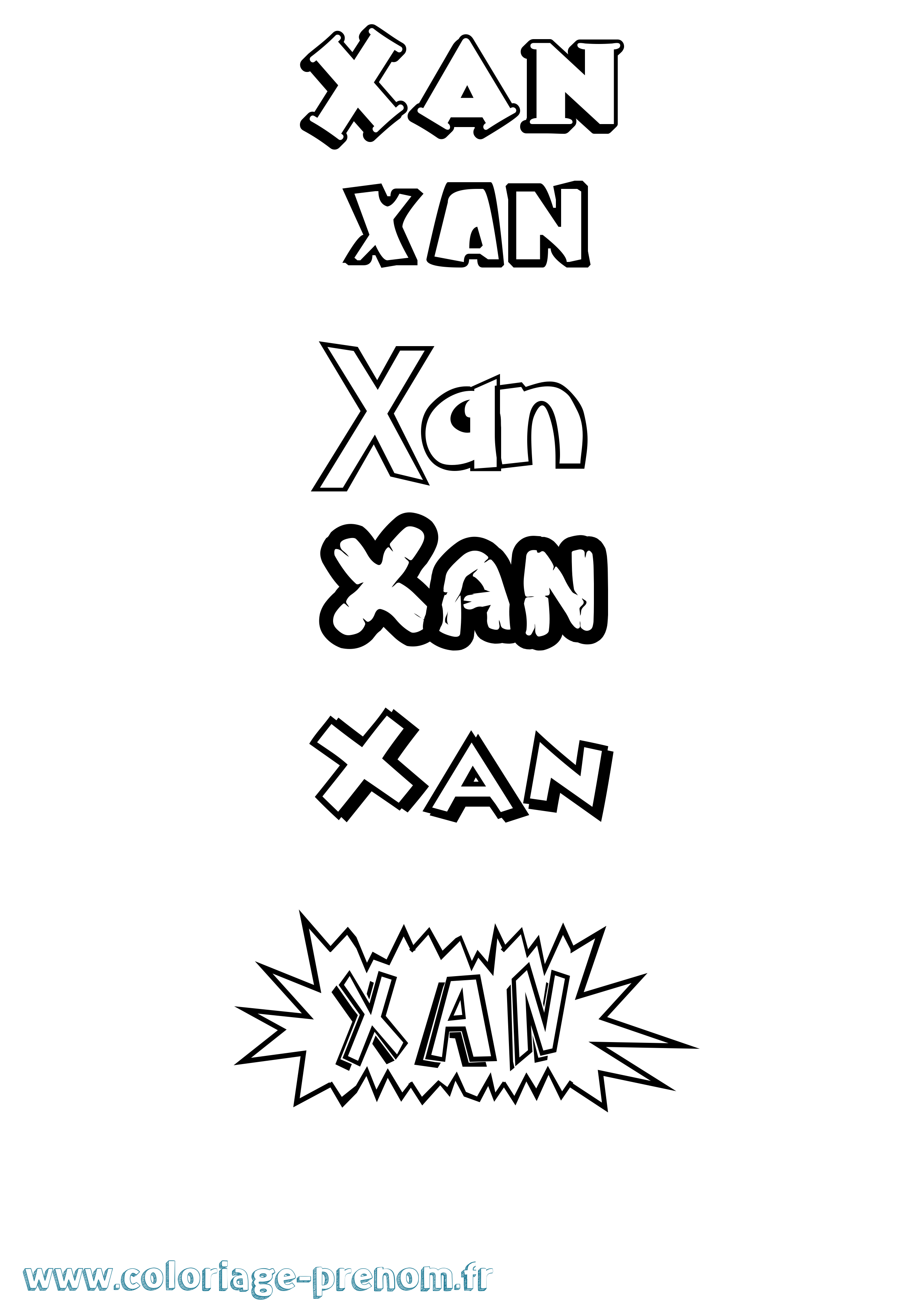Coloriage Xan Dessin Animé Coloriage prénom Xan Dessin Animé