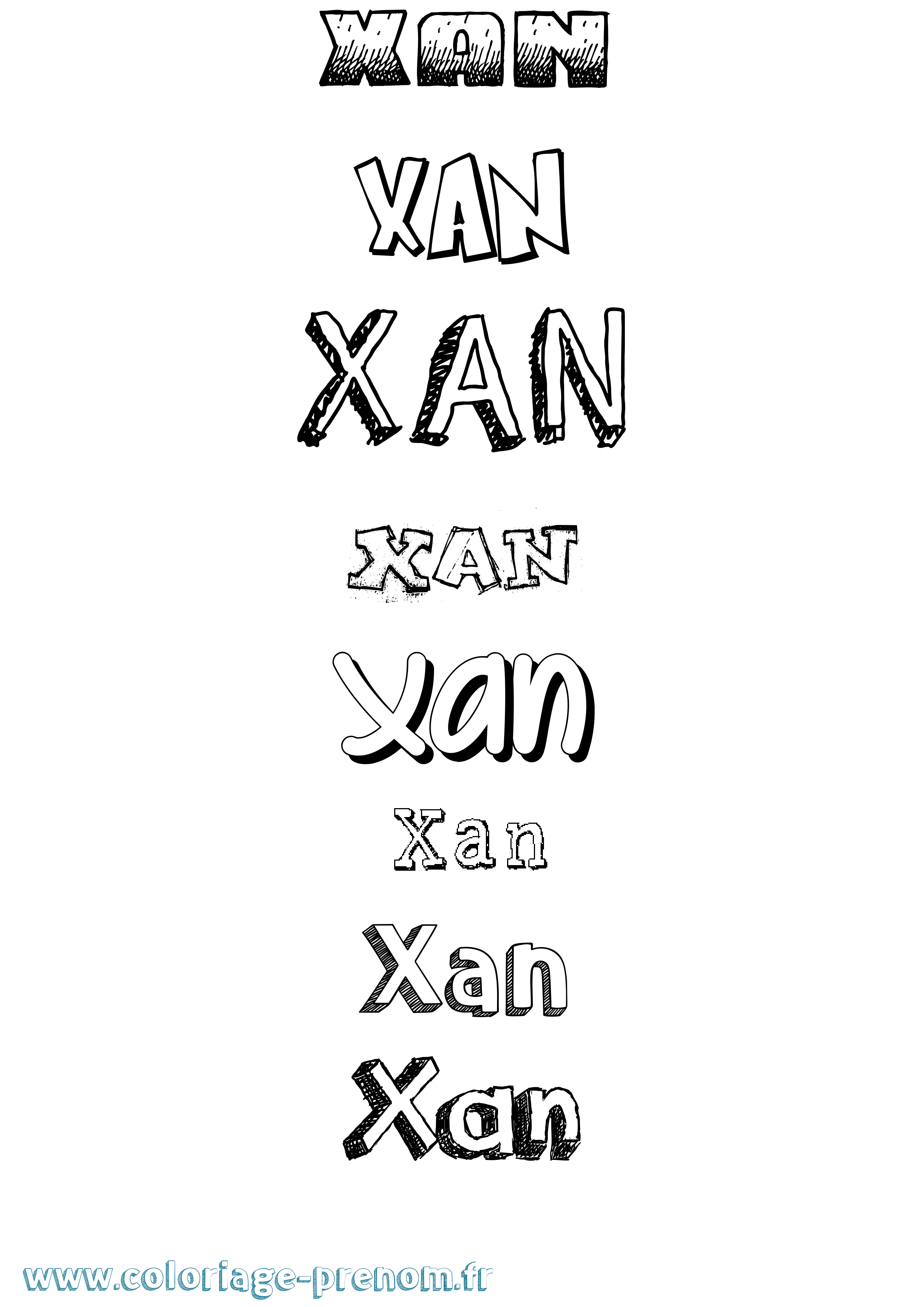 Coloriage Xan Dessiné Coloriage prénom Xan Dessiné