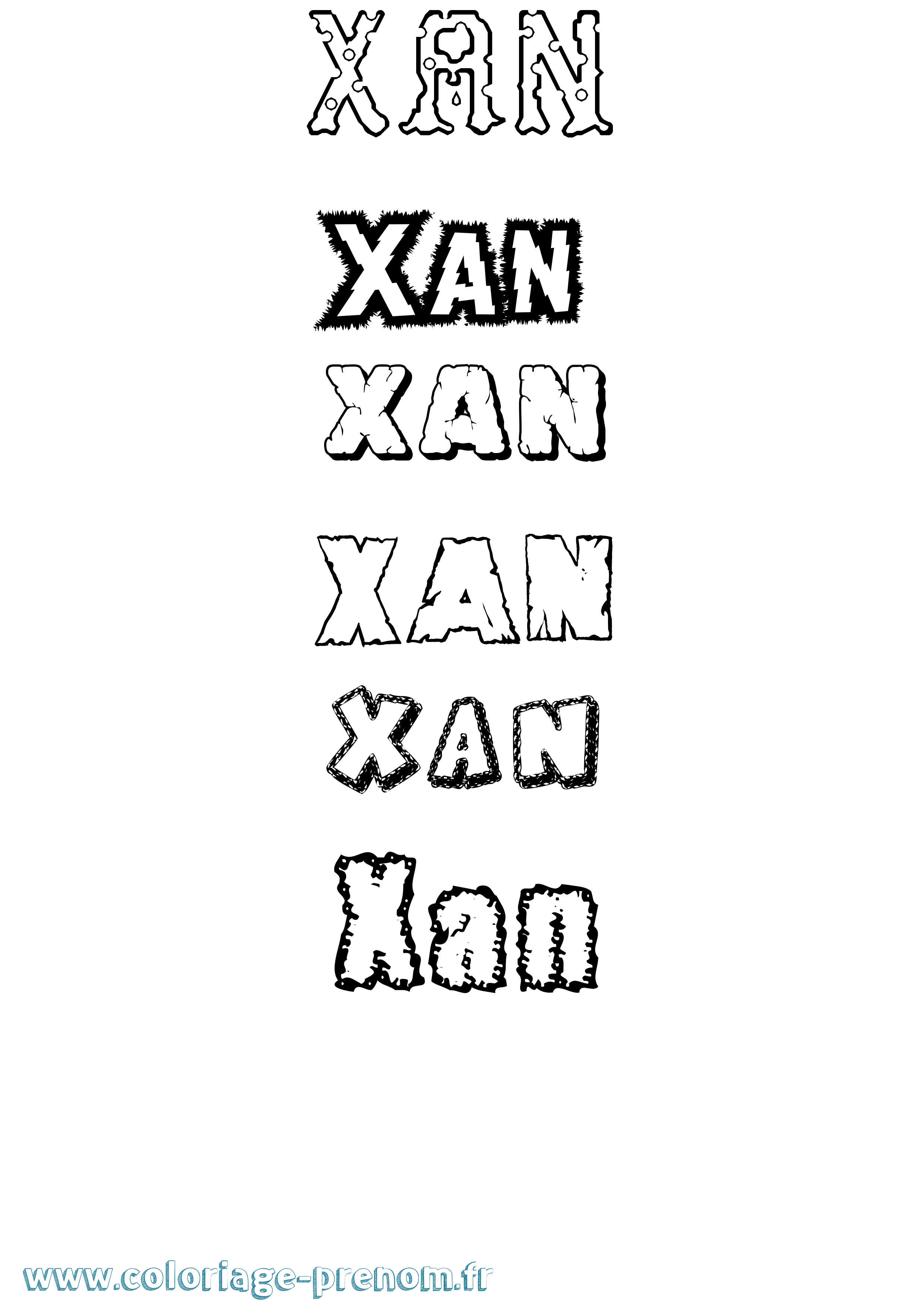 Coloriage Xan Destructuré Coloriage prénom Xan Destructuré